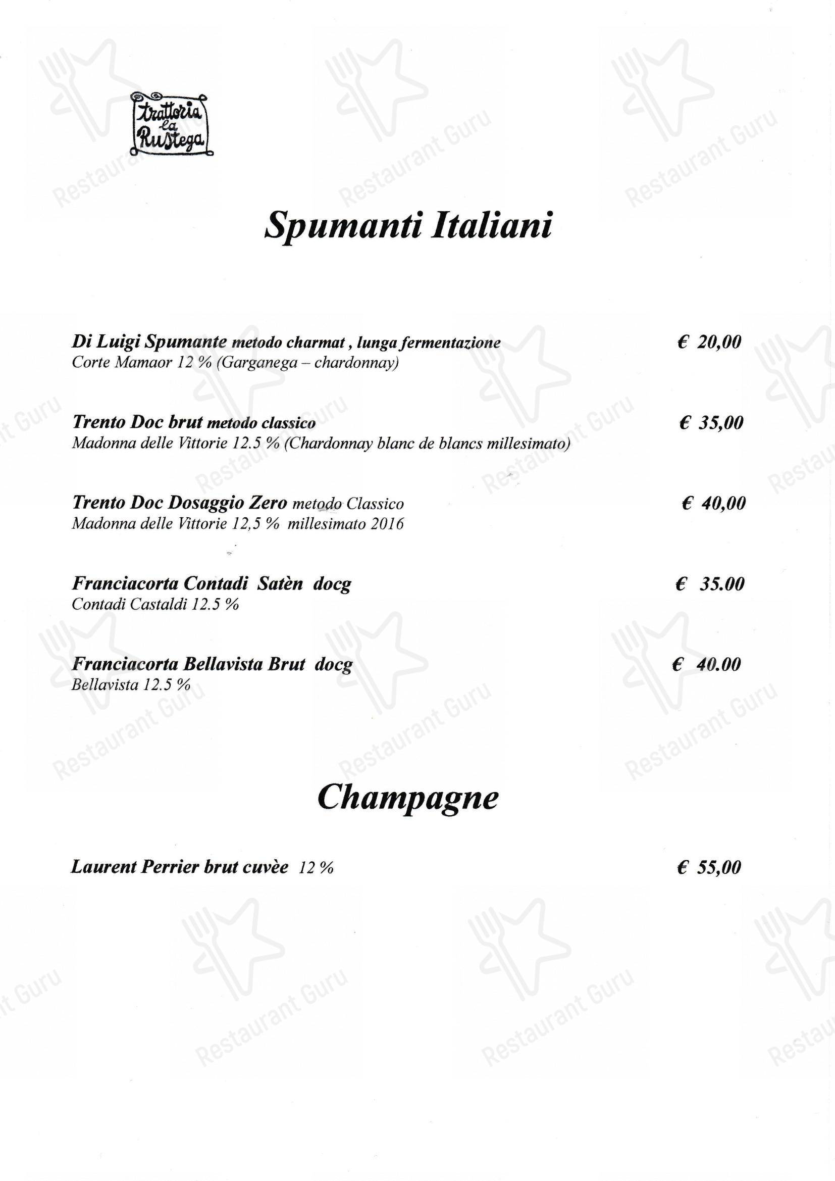Menu di Trattoria la Rustega - Menu bar