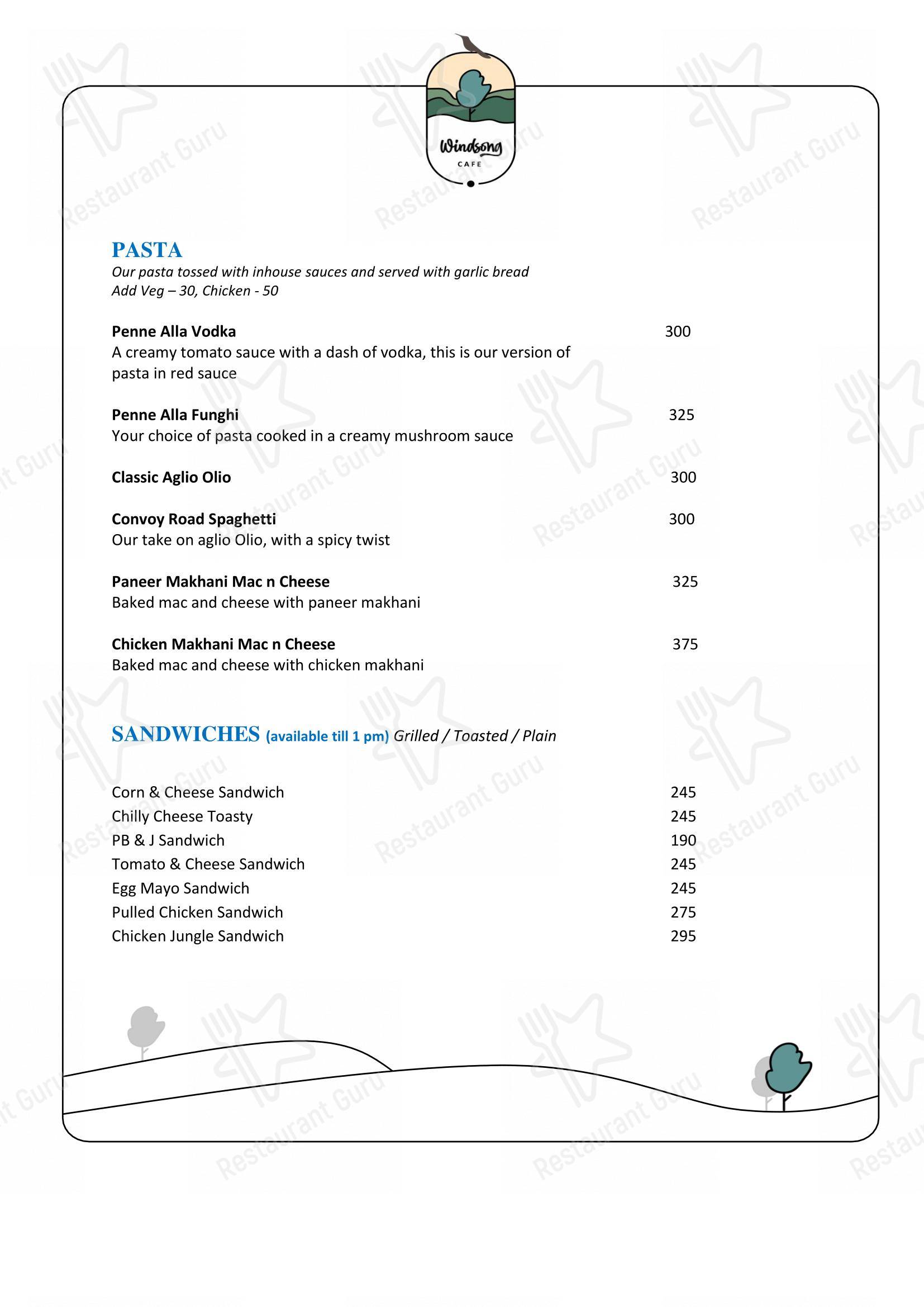 Windsong cafe ৱিন্ড চং ক্যেফে - Menu