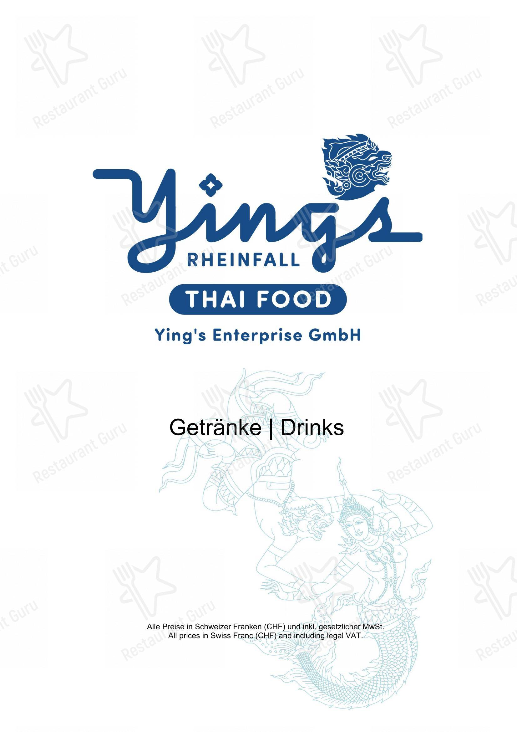 Ночное меню per Ying’s RHEINFALL THAI FOOD ristorante