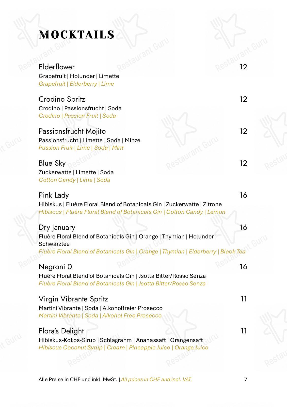 Menu di Zum Königstuhl - Schweizer Restaurant in Zürich Niederdorf - Основное меню