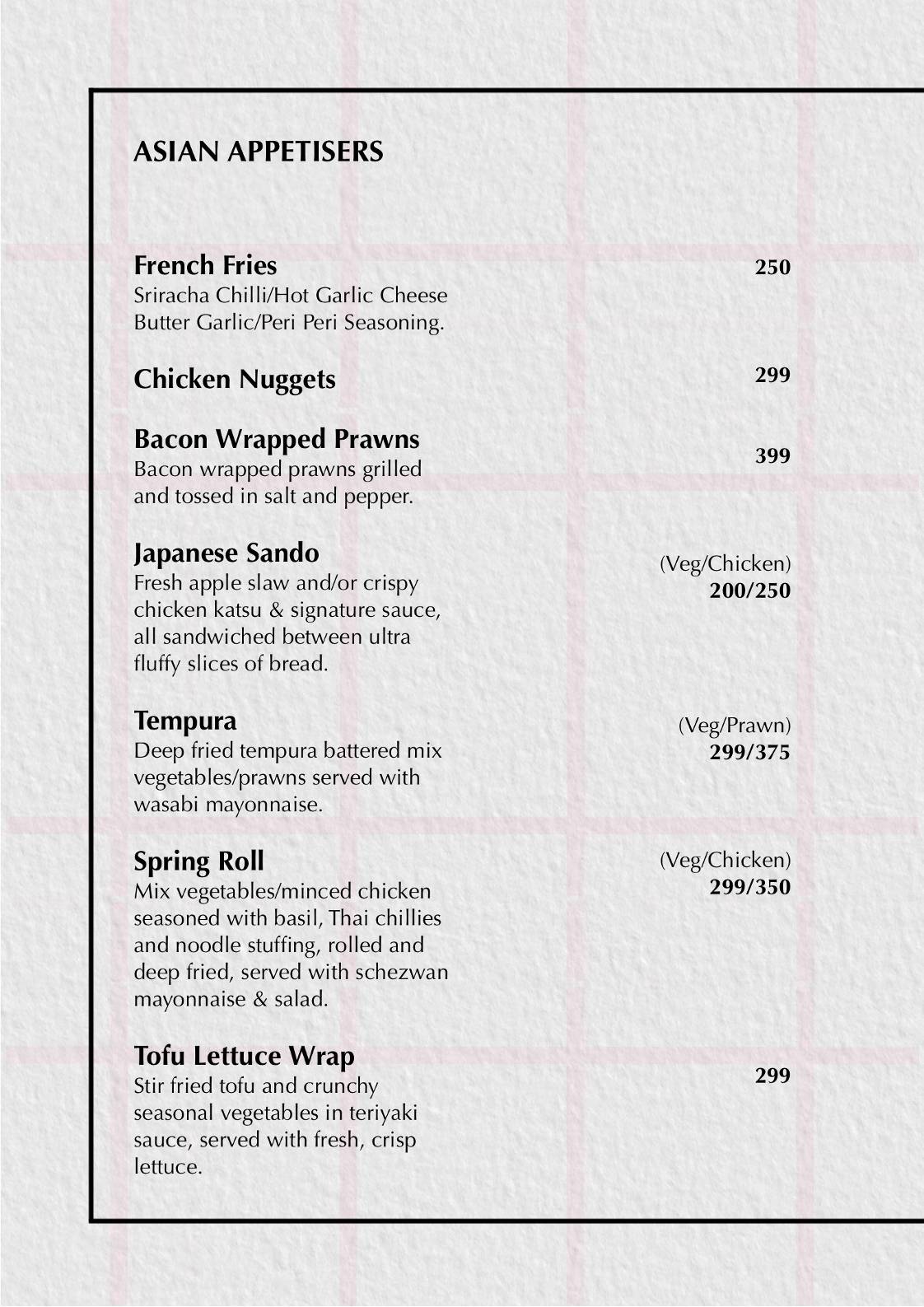 wasabi15 Vimannagar menu