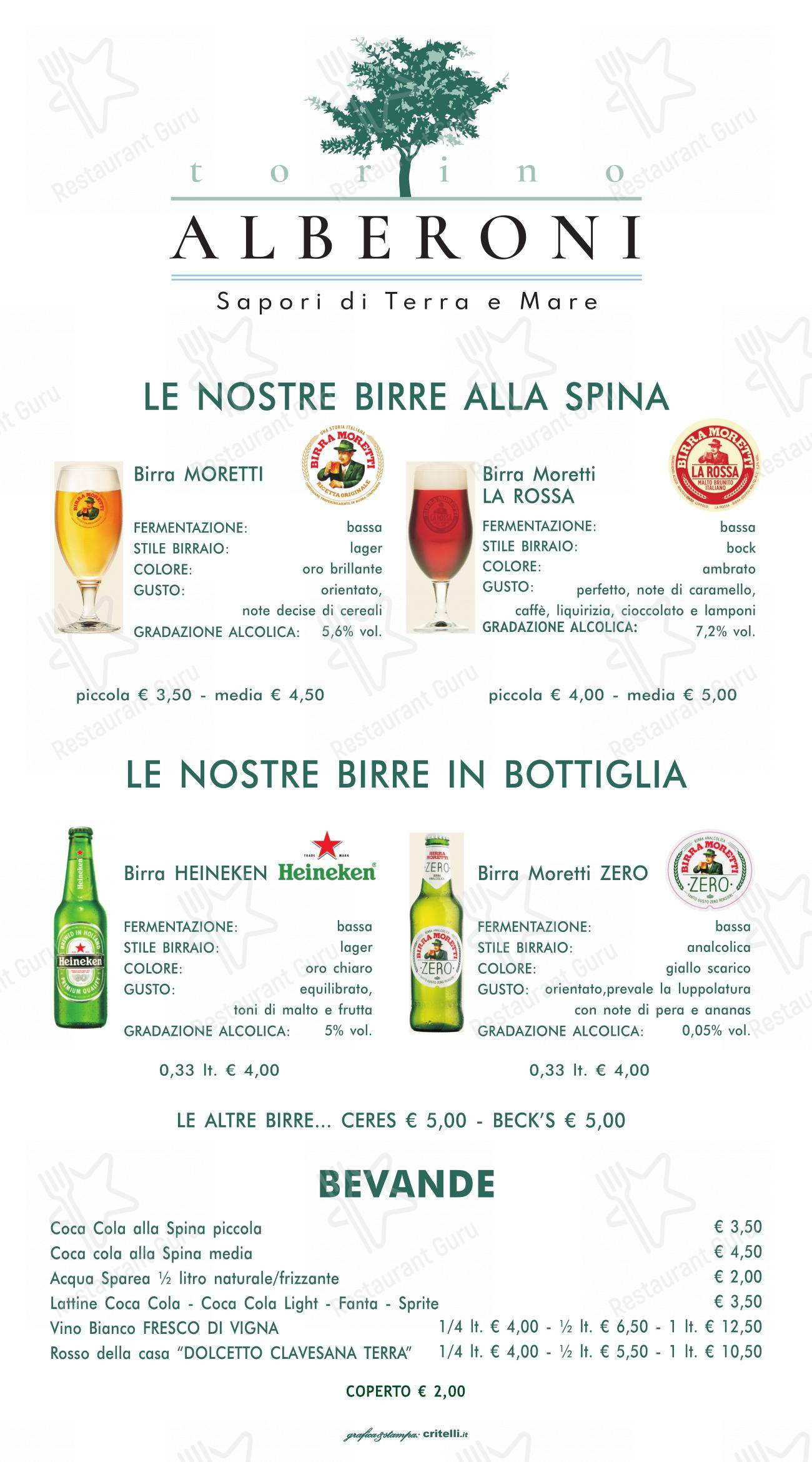 Menu per Alberoni in Torino