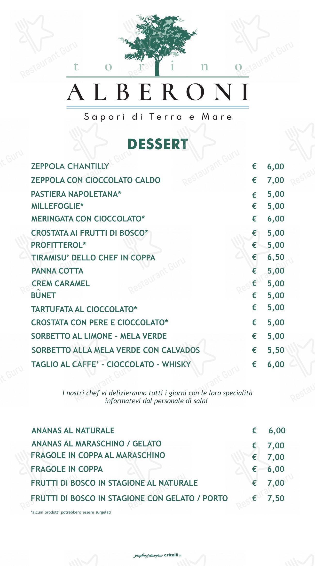 Menu di Alberoni - Menu