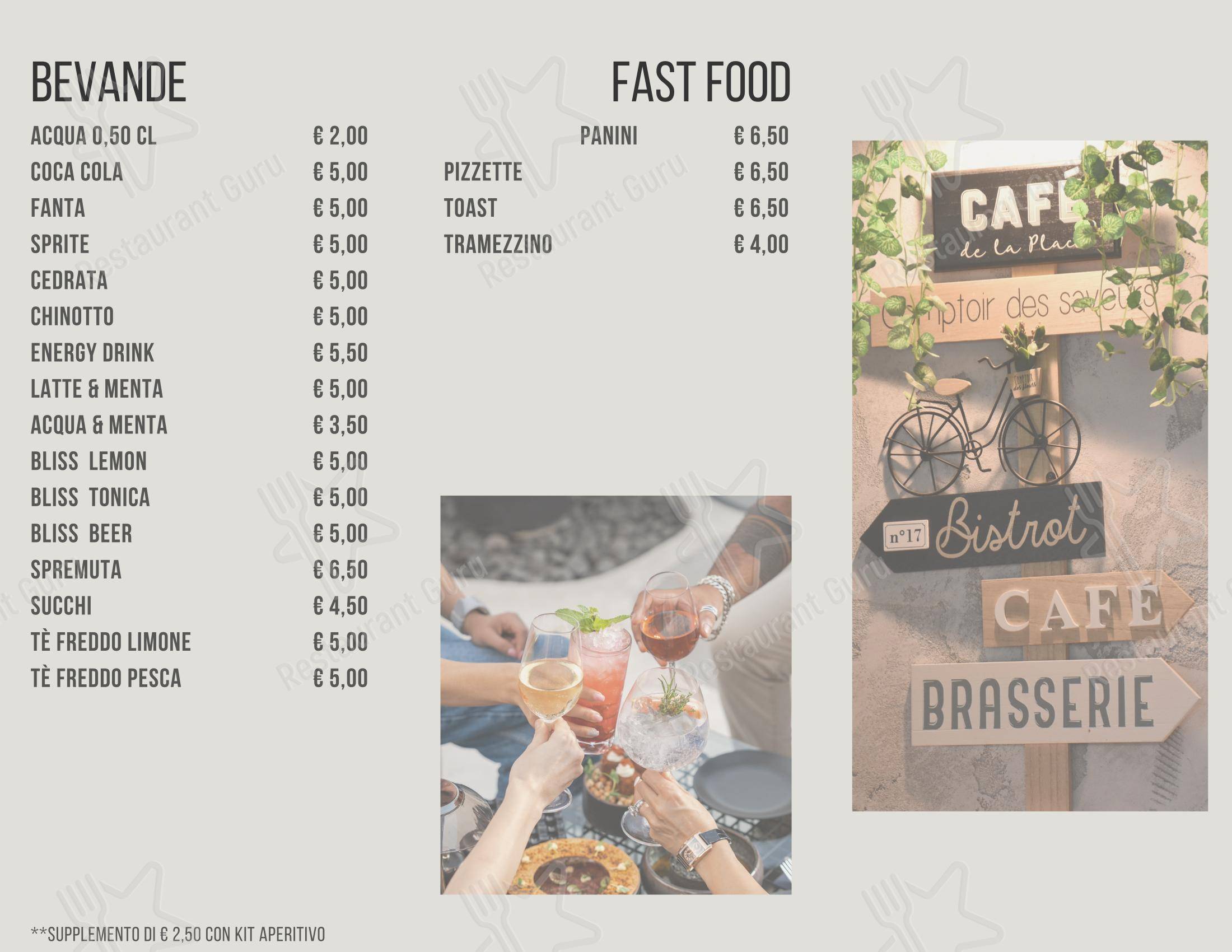 Menu bar per AllEur - Caffè e cucina ristorante