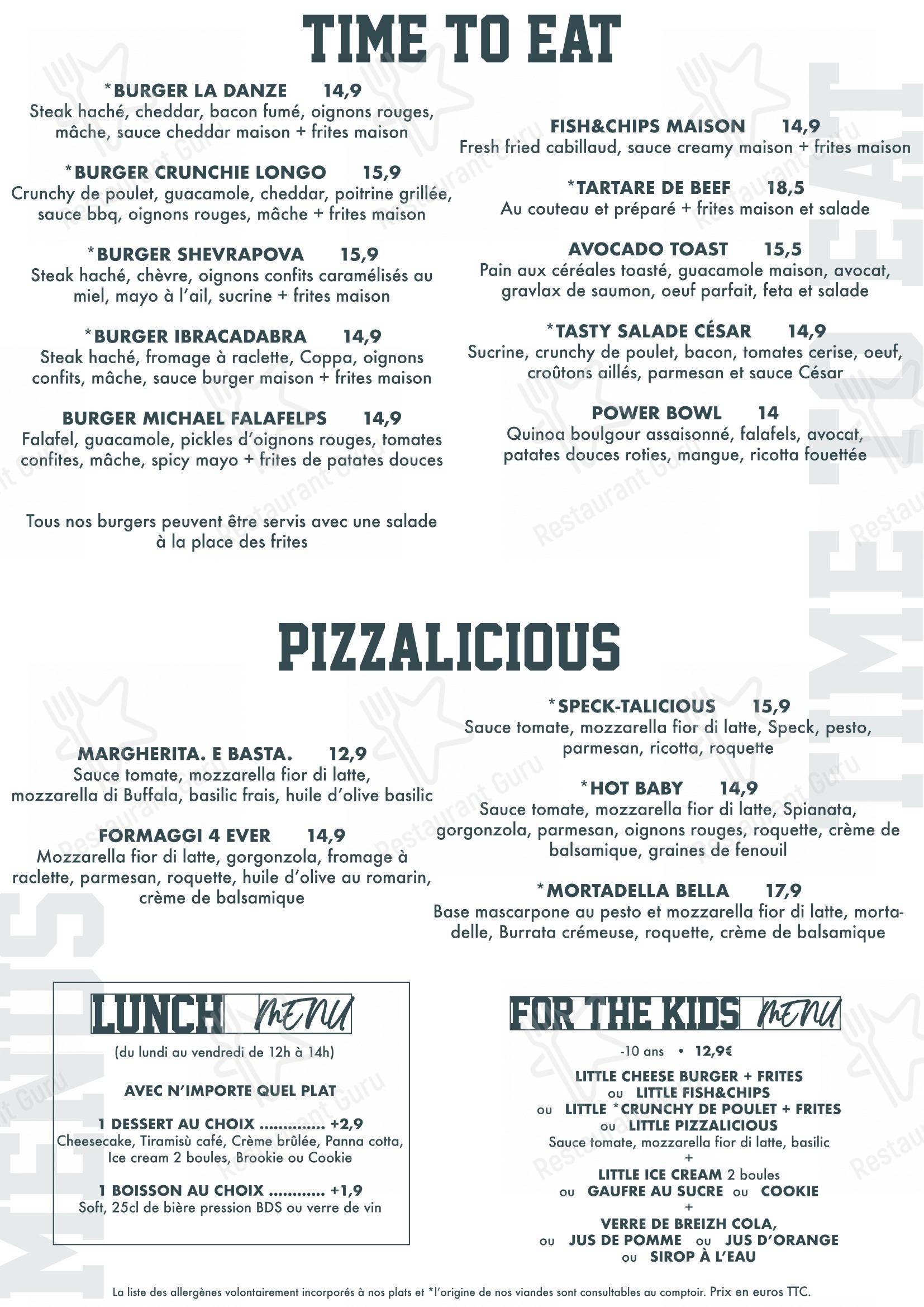 Menu bar pour BDS Restaurant Rennes restaurant