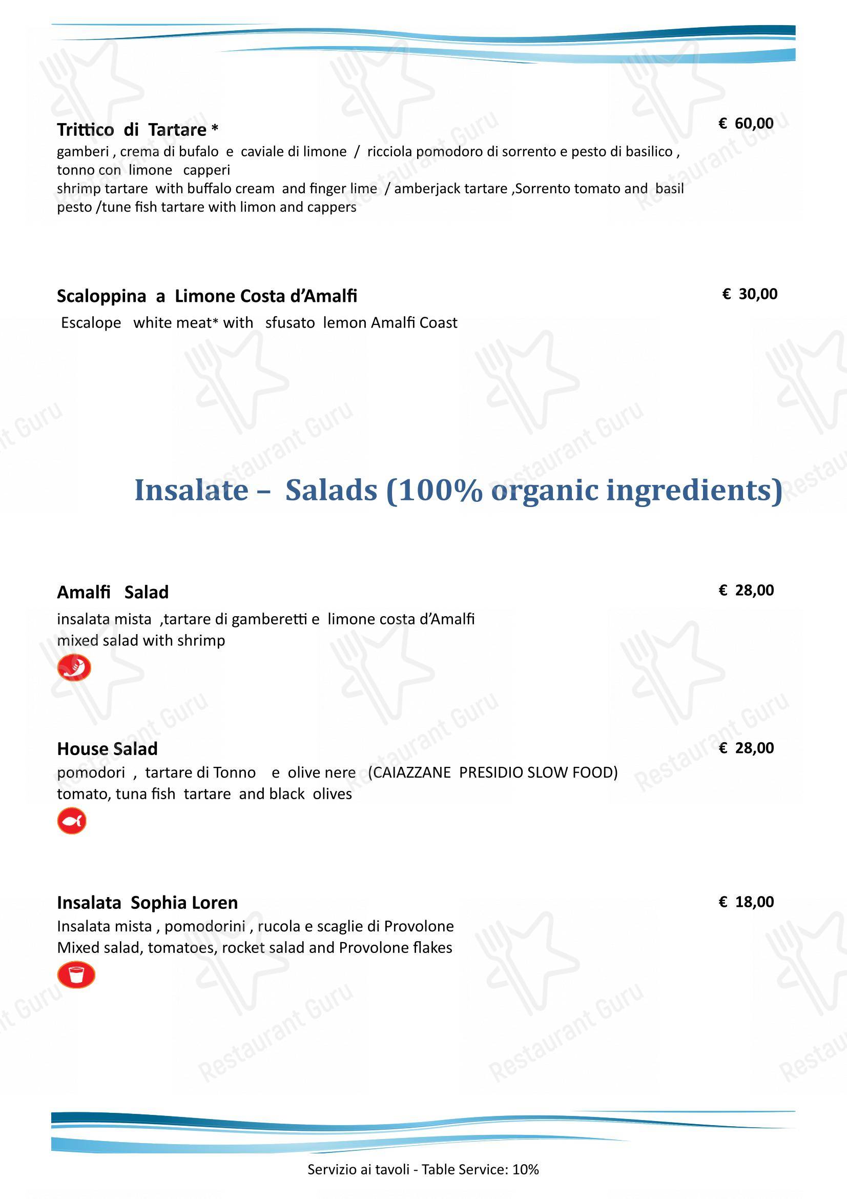 Baglio in Amalfi - Menu