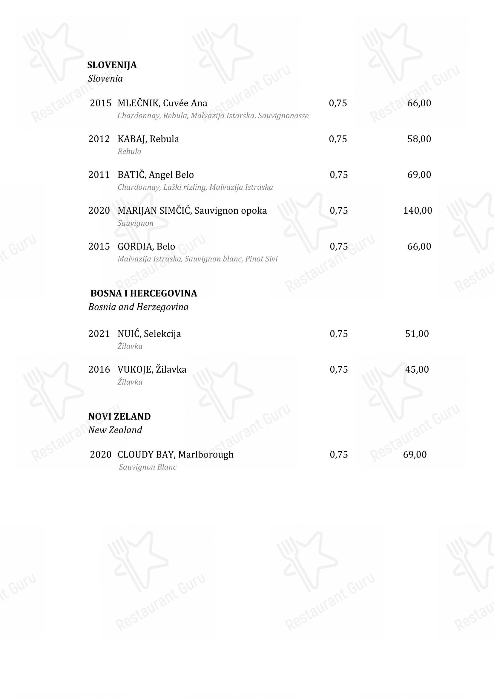 Boskinac in Novaglia - Menu bar