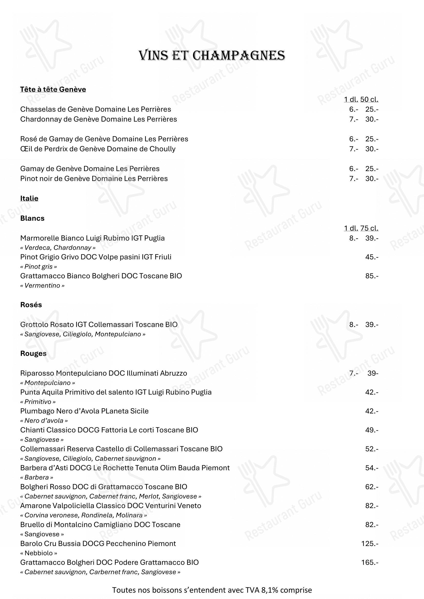 Menu bar per CIAO BELLA ristorante