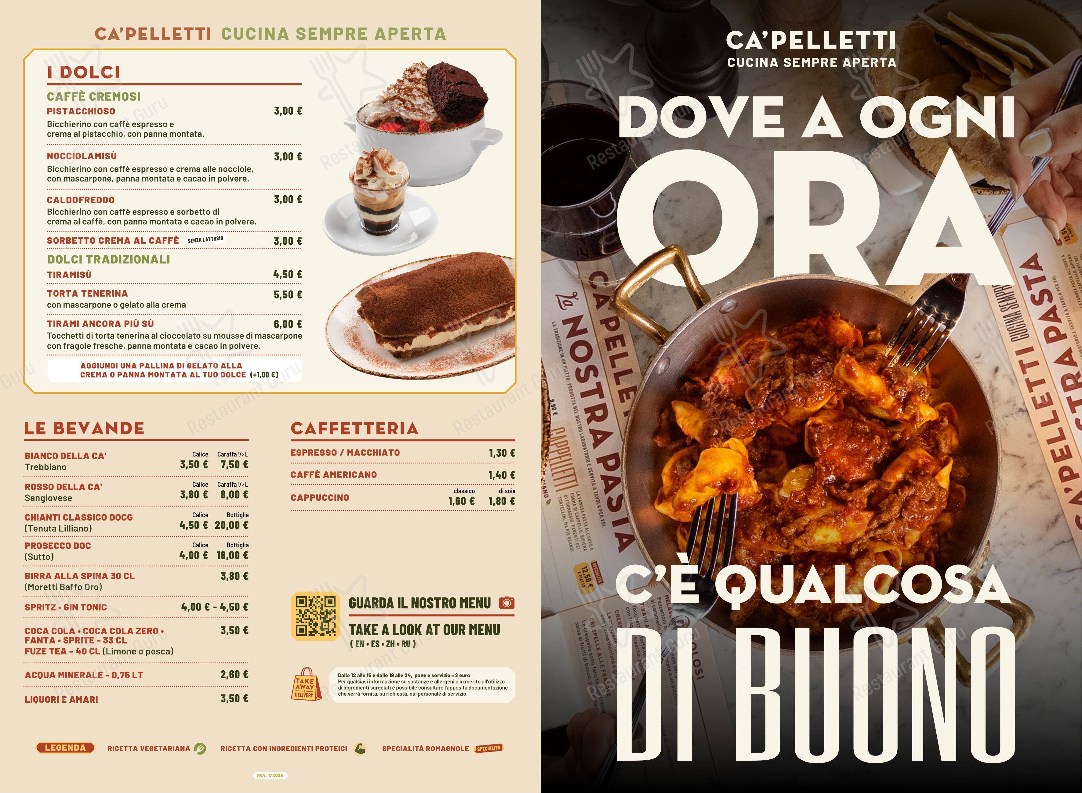 Menu di Ca' Pelletti Padova - Menu bar