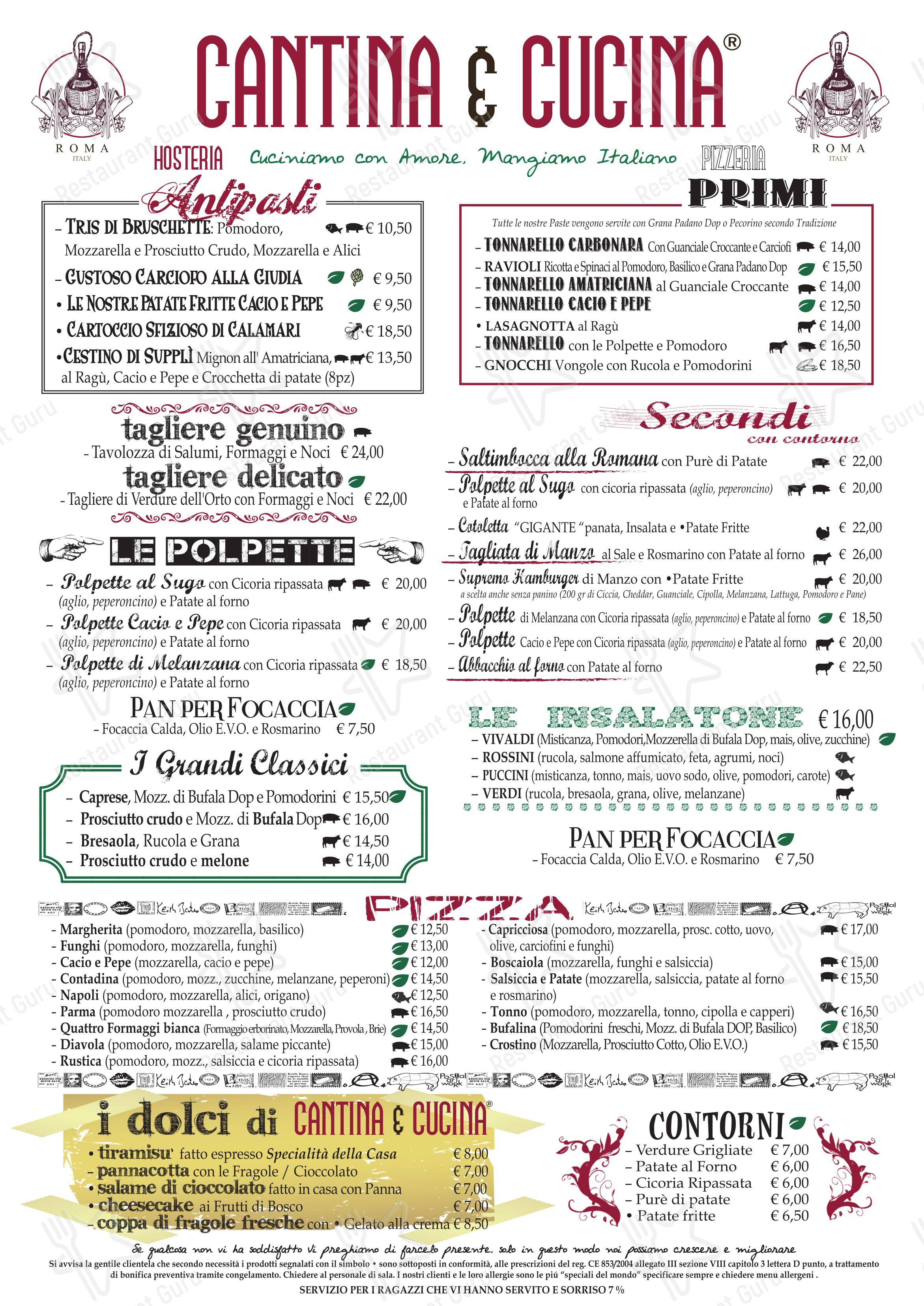 Menu bar per Cantina e Cucina pub & bar