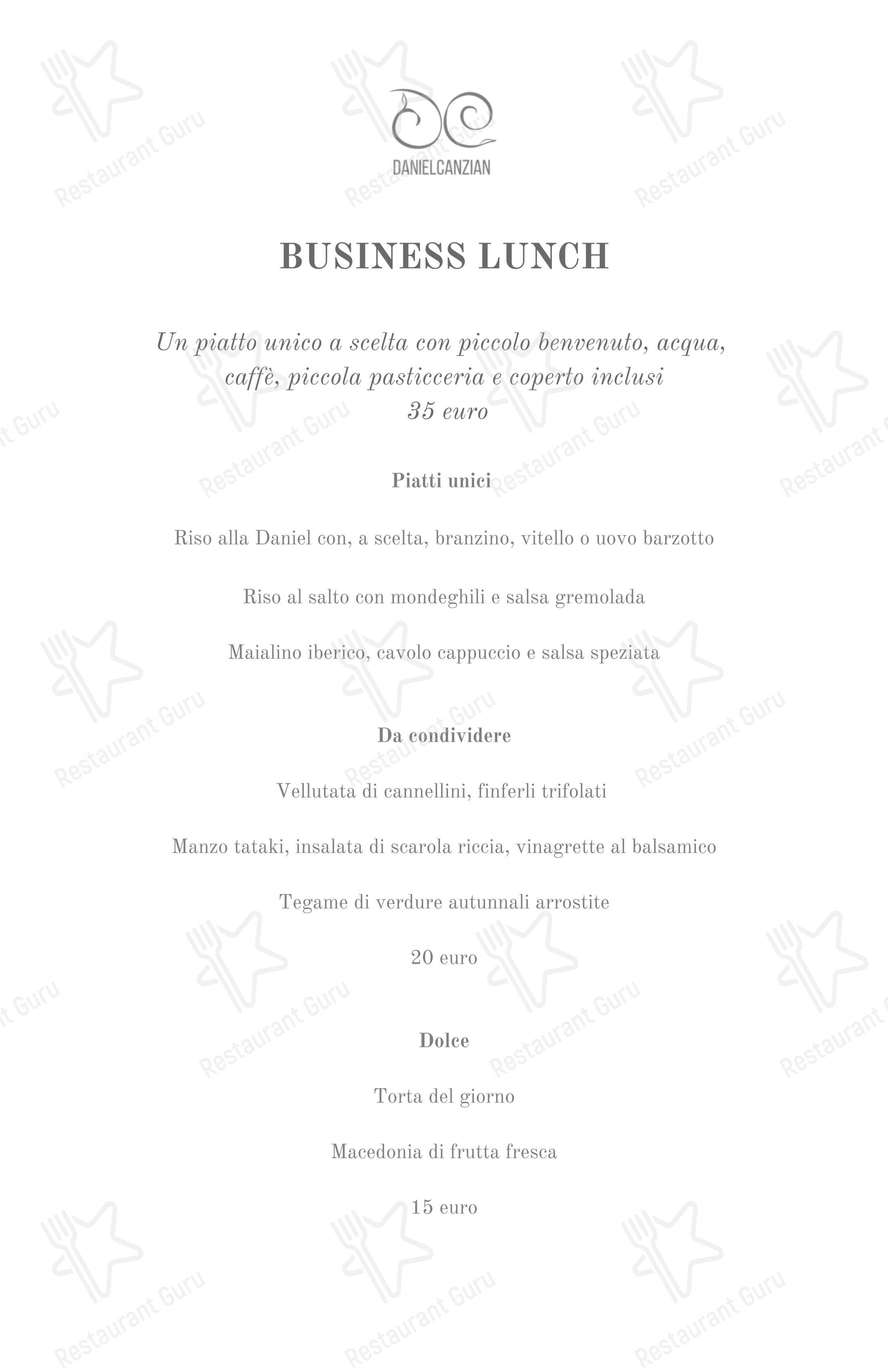 Dinner Menu per DanielCanzian Ristorante Milano ristorante