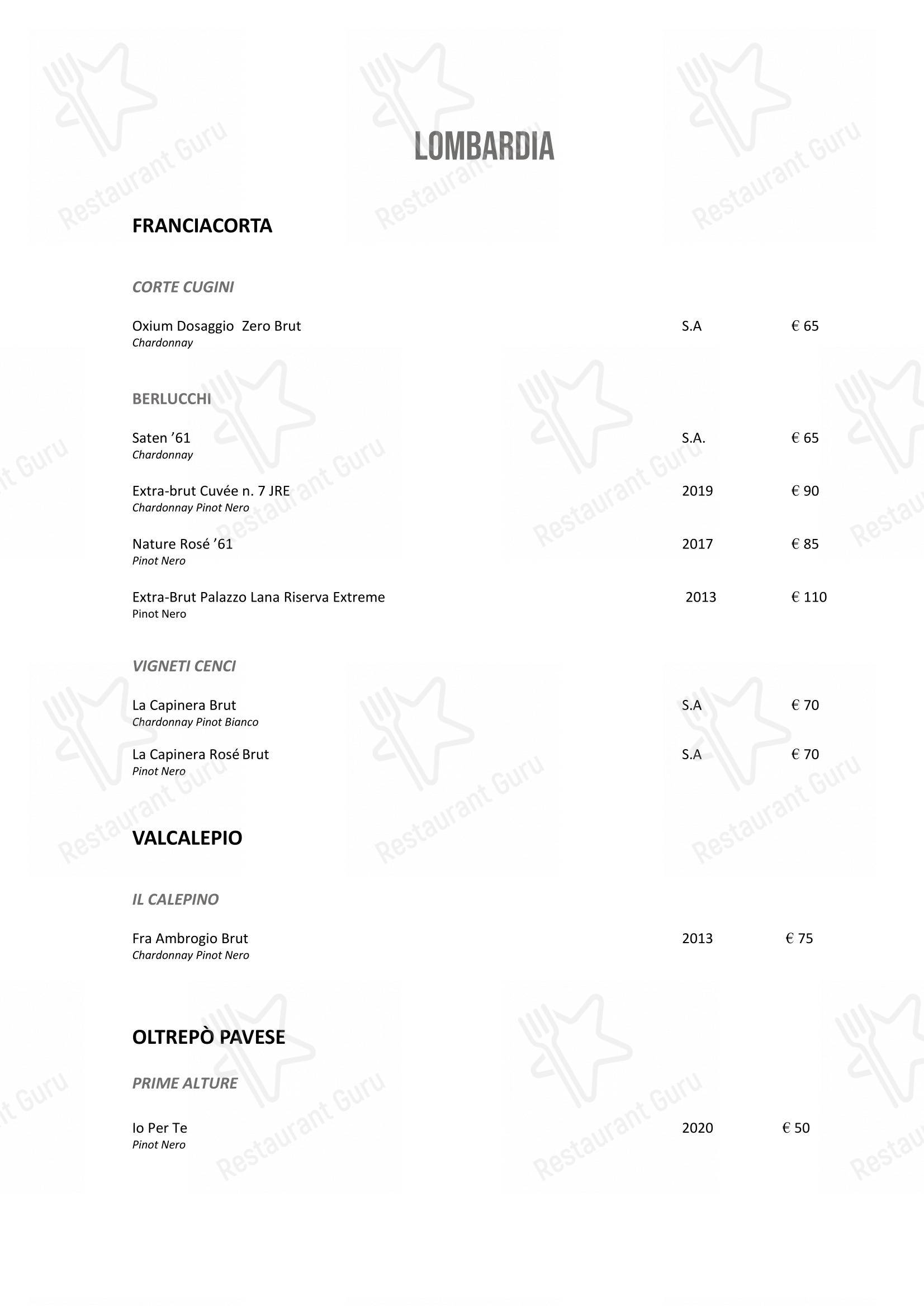 Menu di DanielCanzian Ristorante Milano - Wine Menu