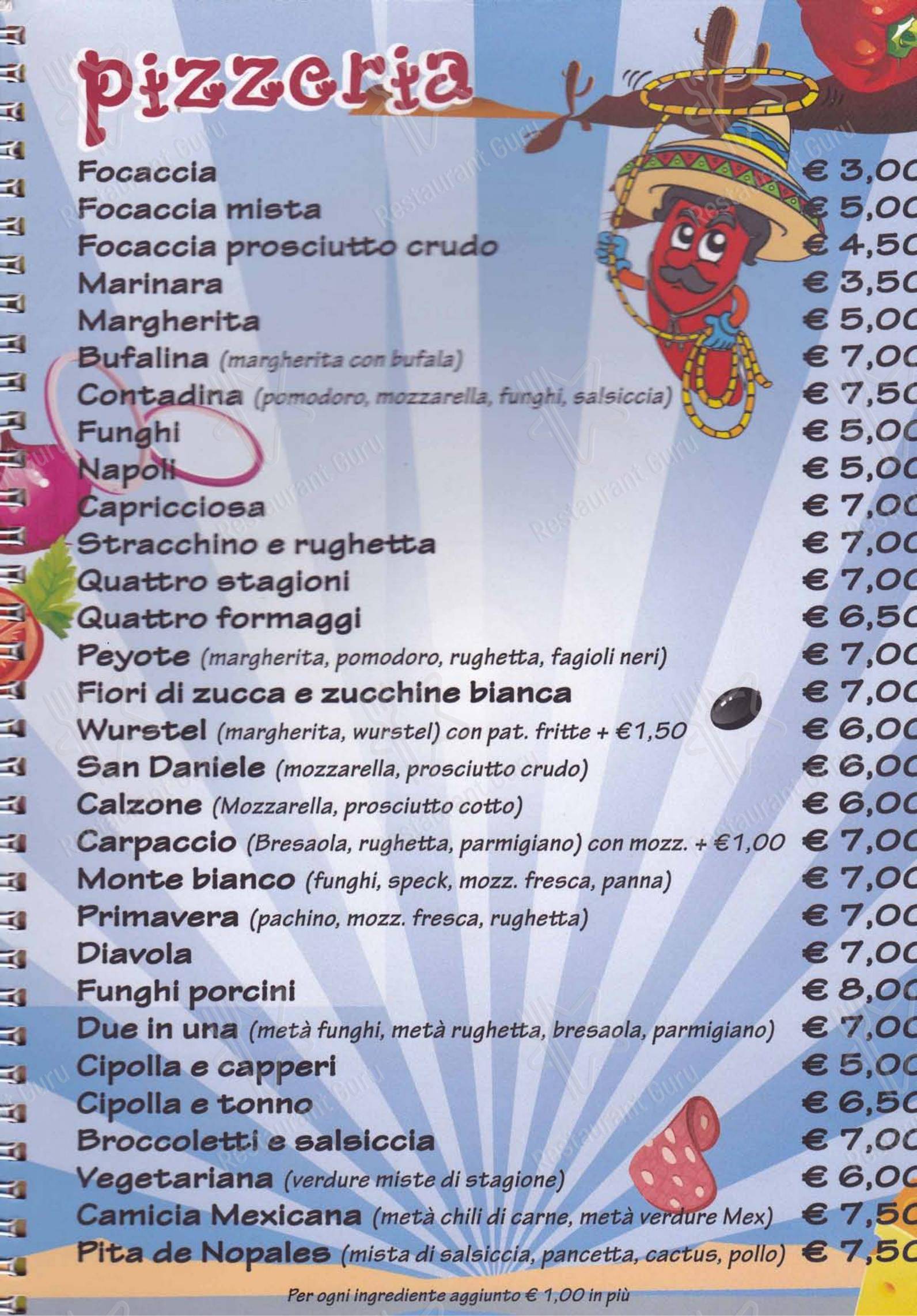 El Mosquito in Nettuno - 菜单