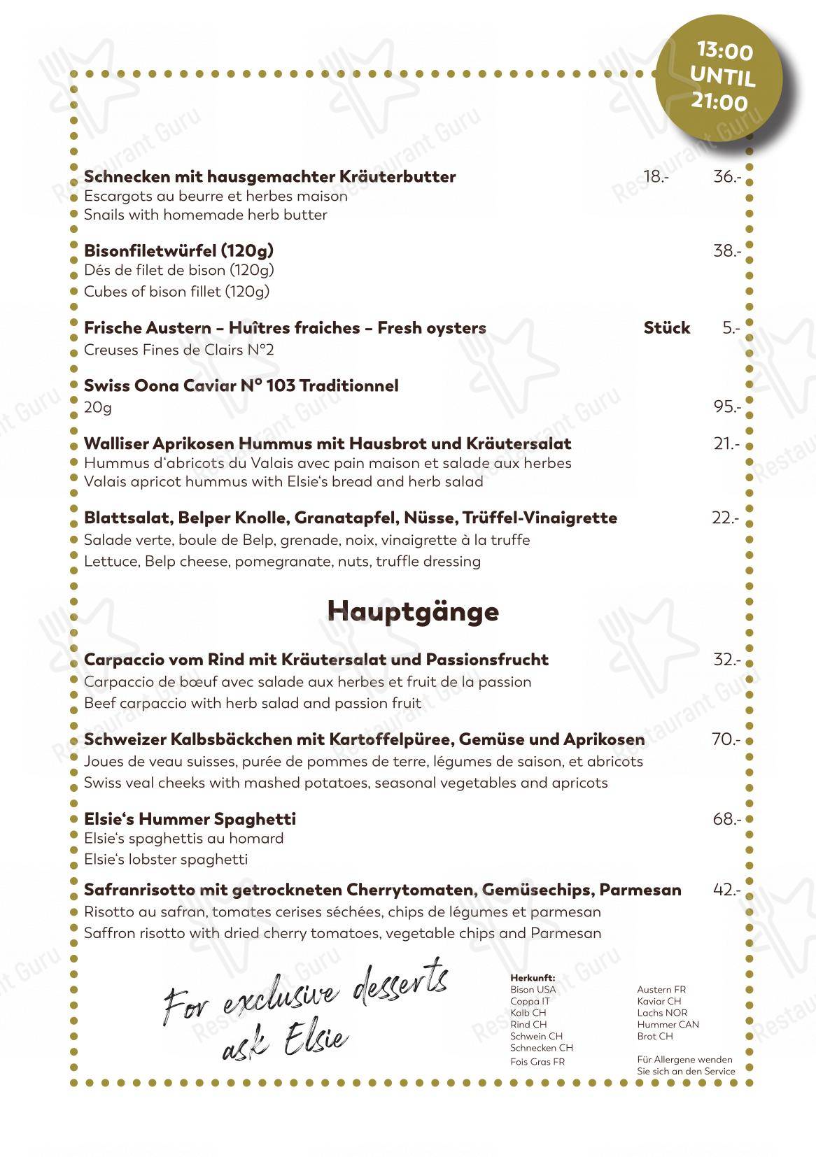 Menu per Elsie's Wine and Champagne Bar pub & bar