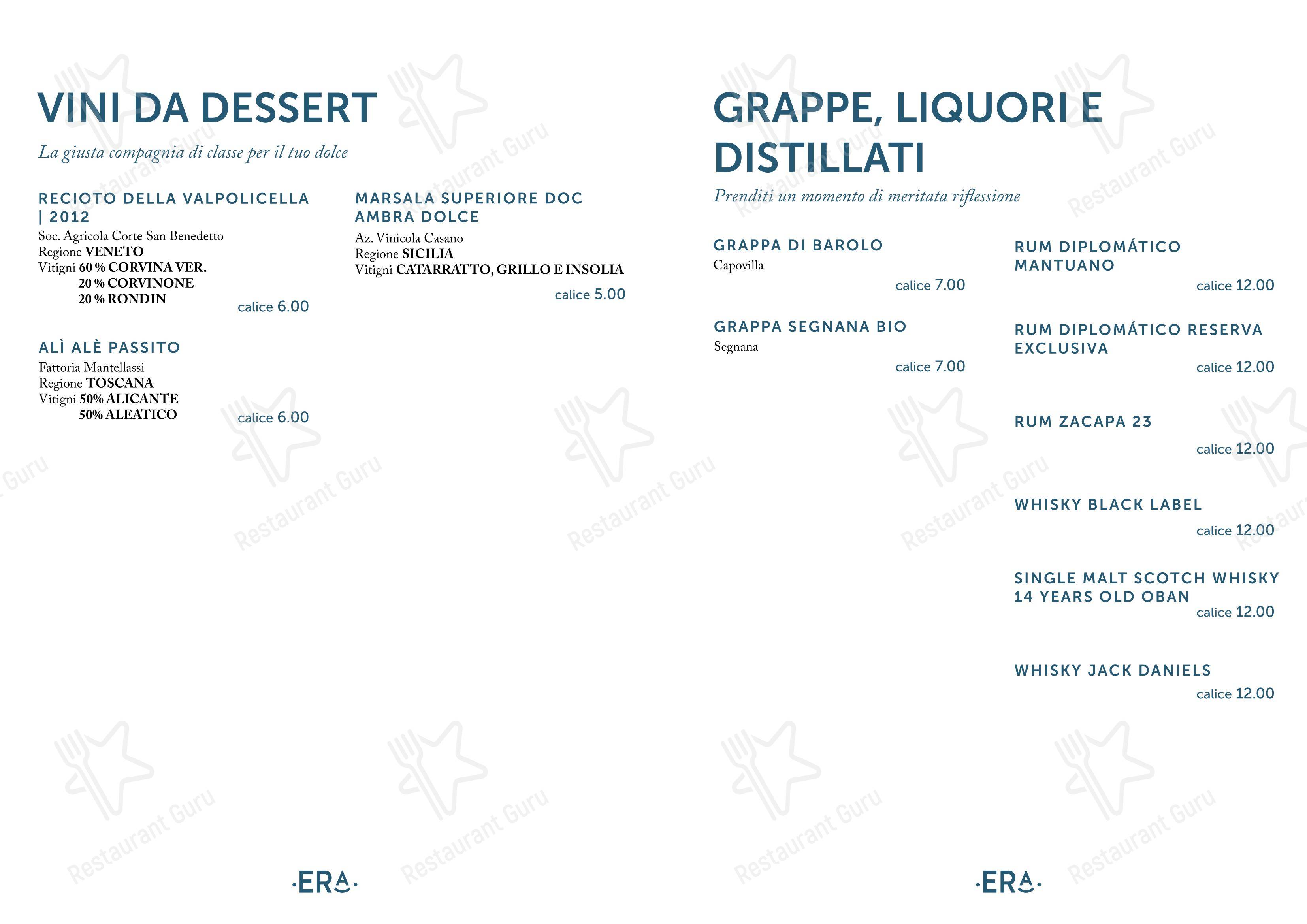 Menu bar per Era Pizza in Monza