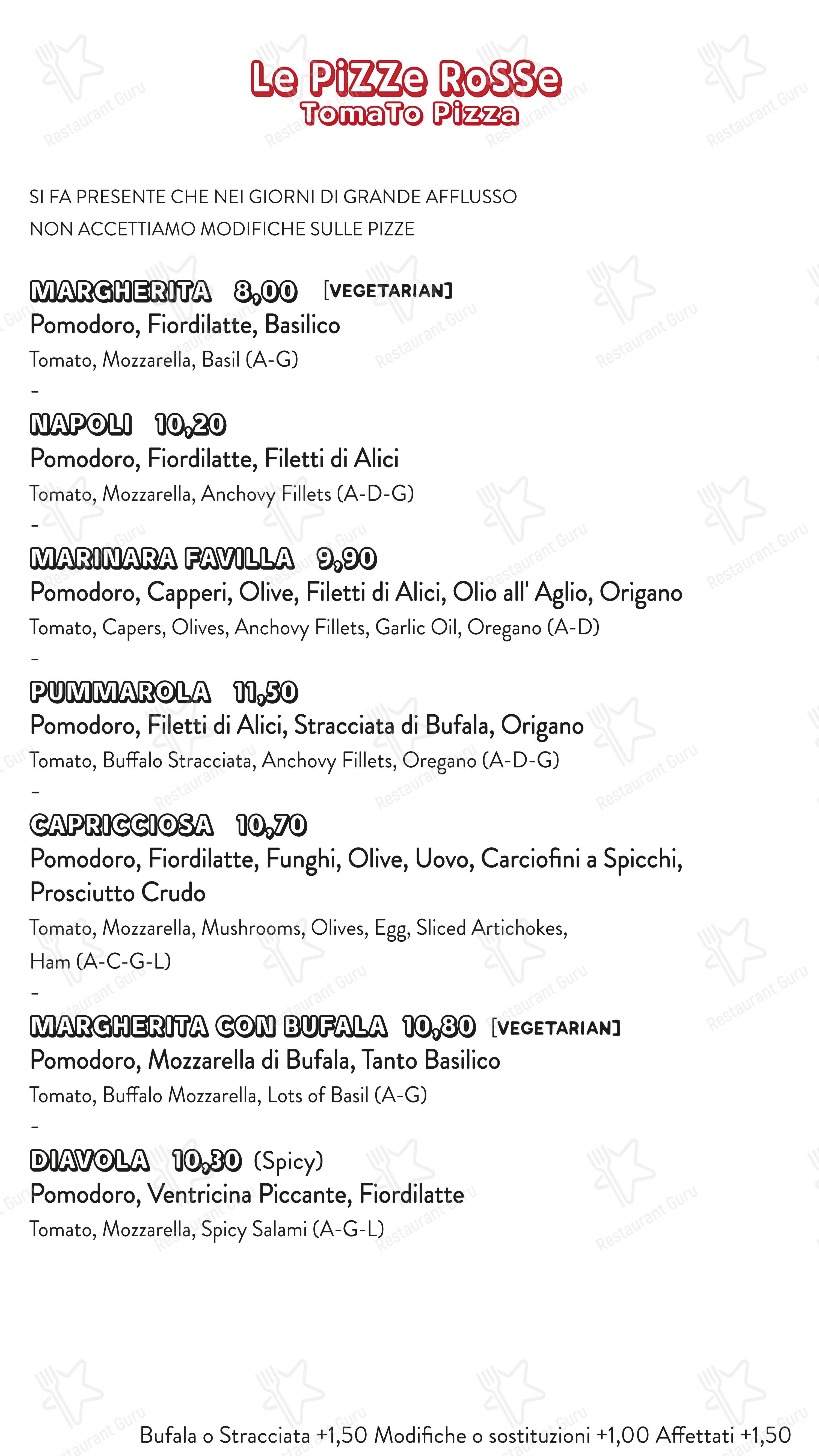 Menu per Favilla Pizzeria con Cucina Roma San Giovanni in Roma