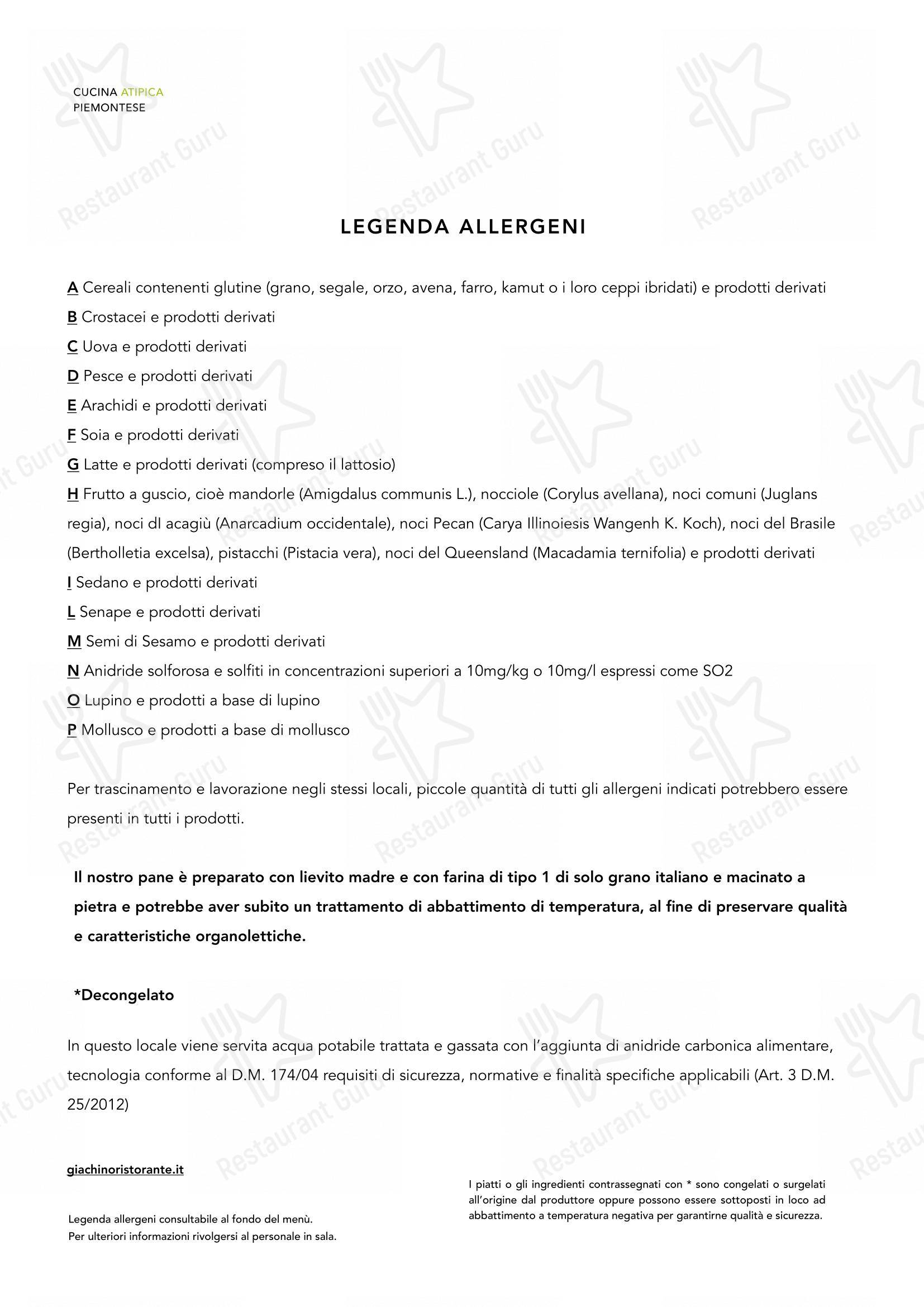 Giachino Ristorante in Chivasso - Menu bar
