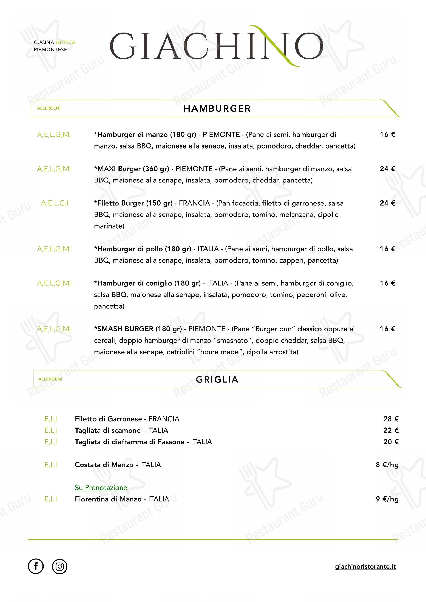 Menu per Giachino Ristorante in Chivasso