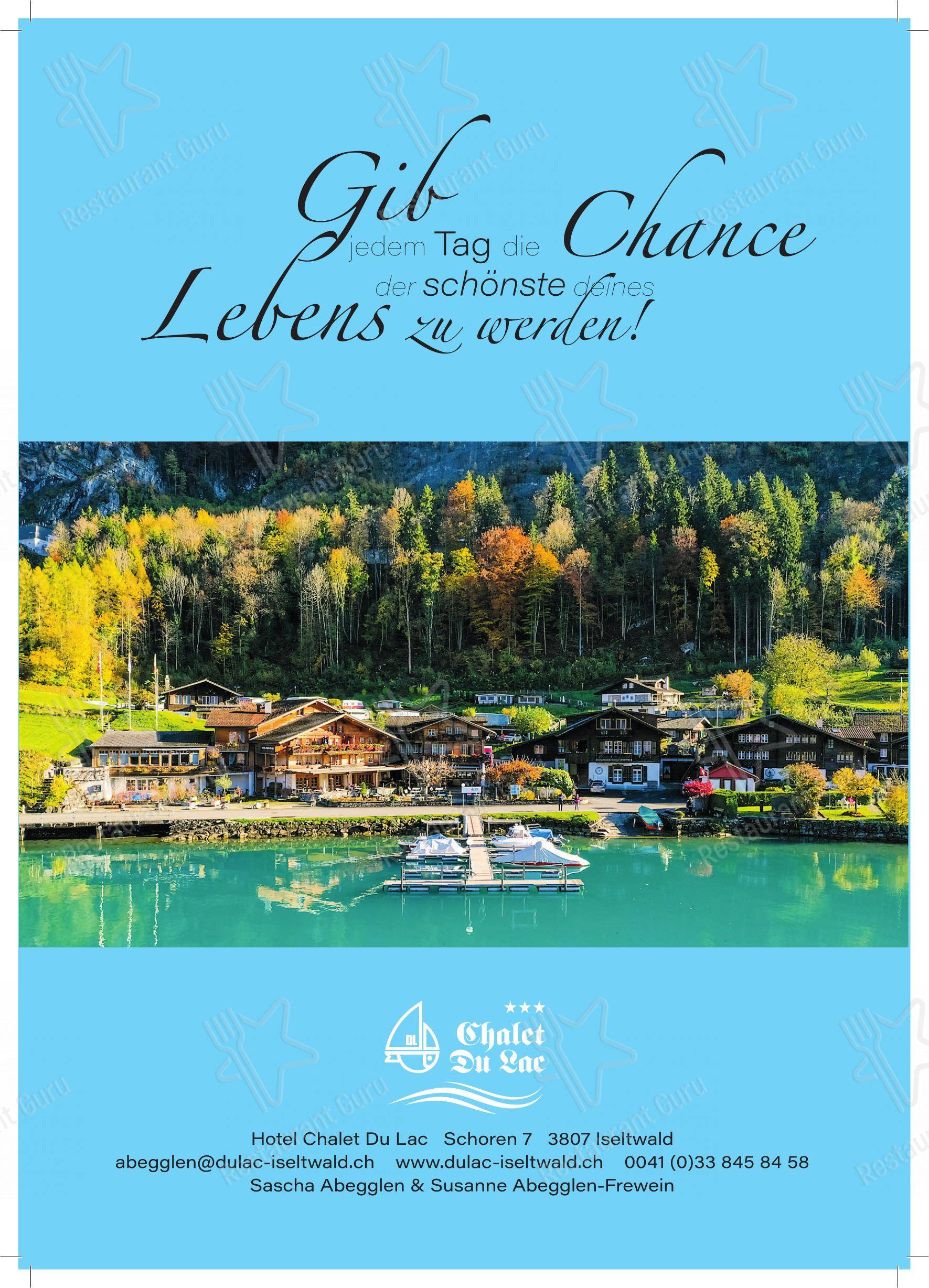 Hotel Chalet Du Lac in Iseltwald - Menu