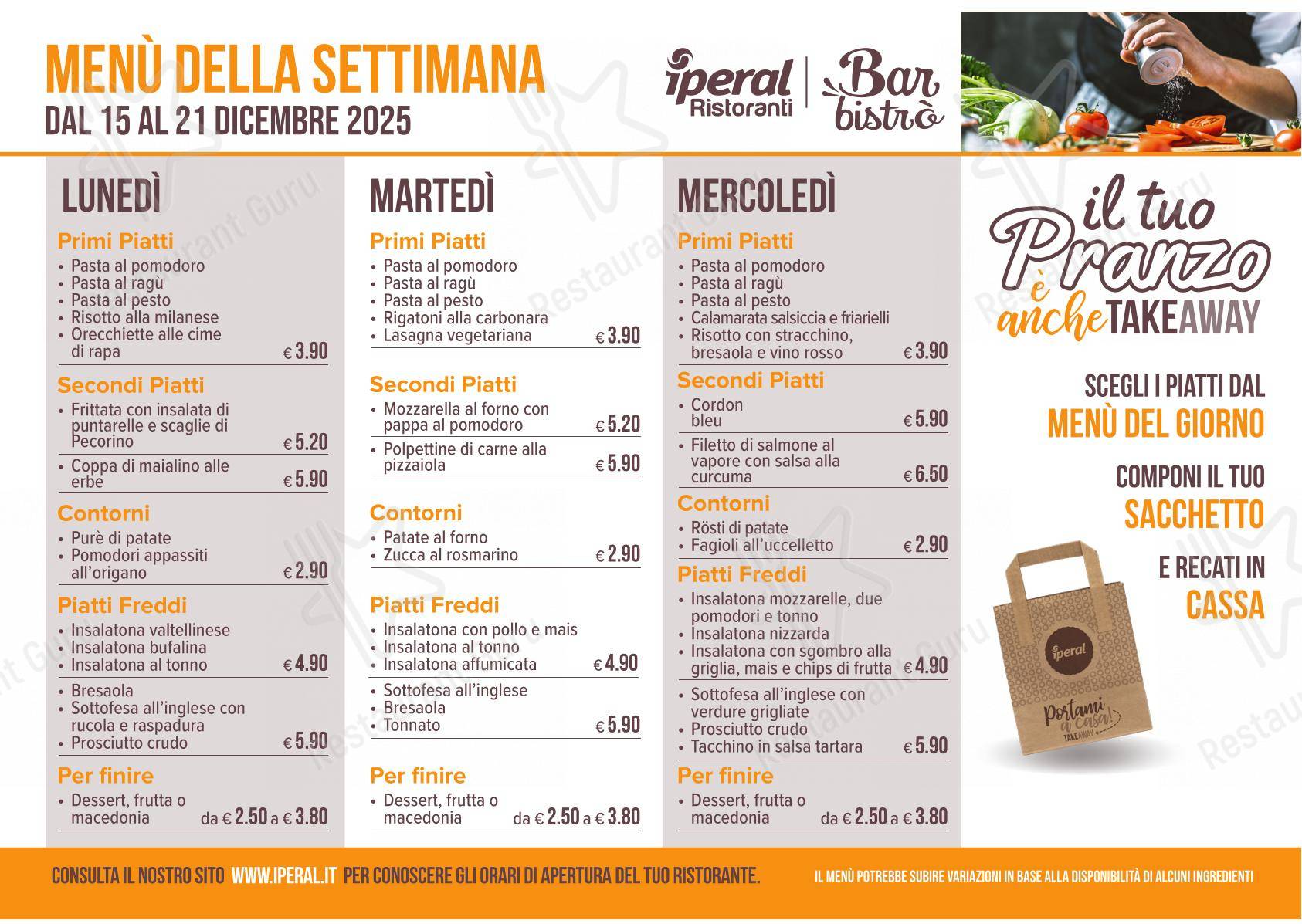 Menu di Iperal RistoBar - Fuentes - 菜单