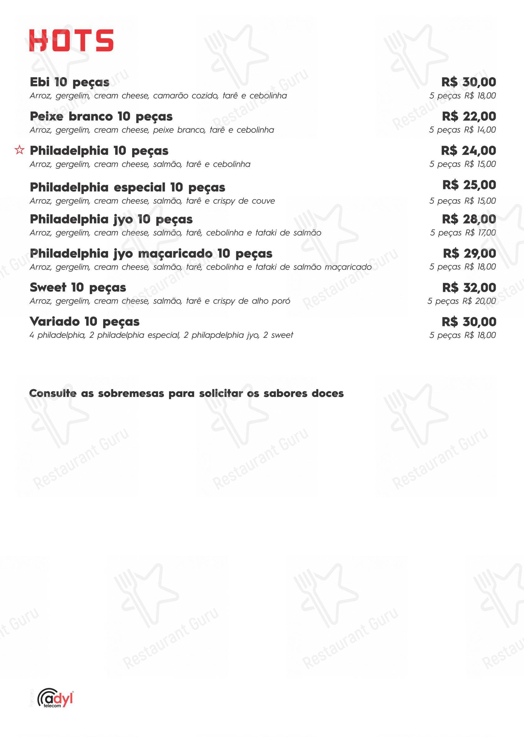 Menu para Kanpai Sushi & Bar em Nova Prata