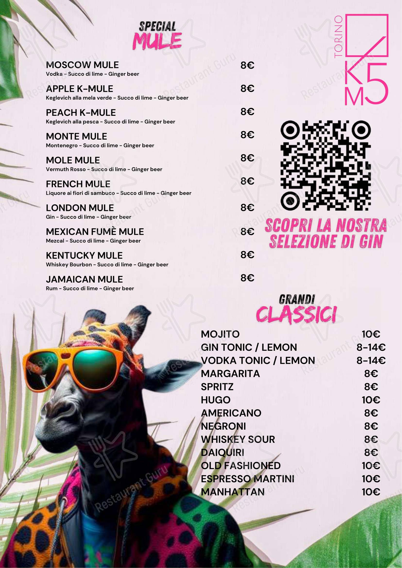 Menu per Km 5 pub & bar