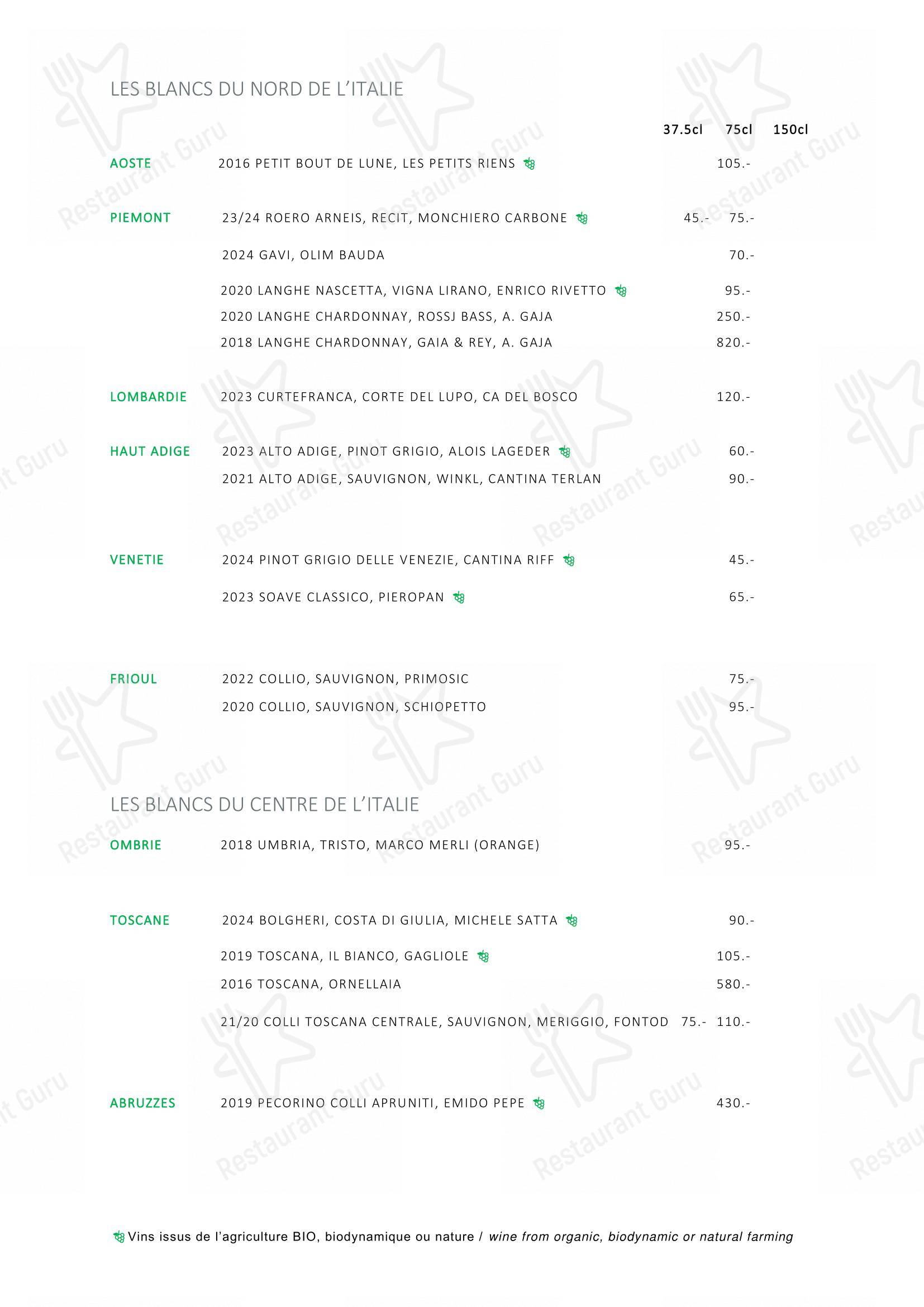 L'Accademia in Losanna - Основное меню