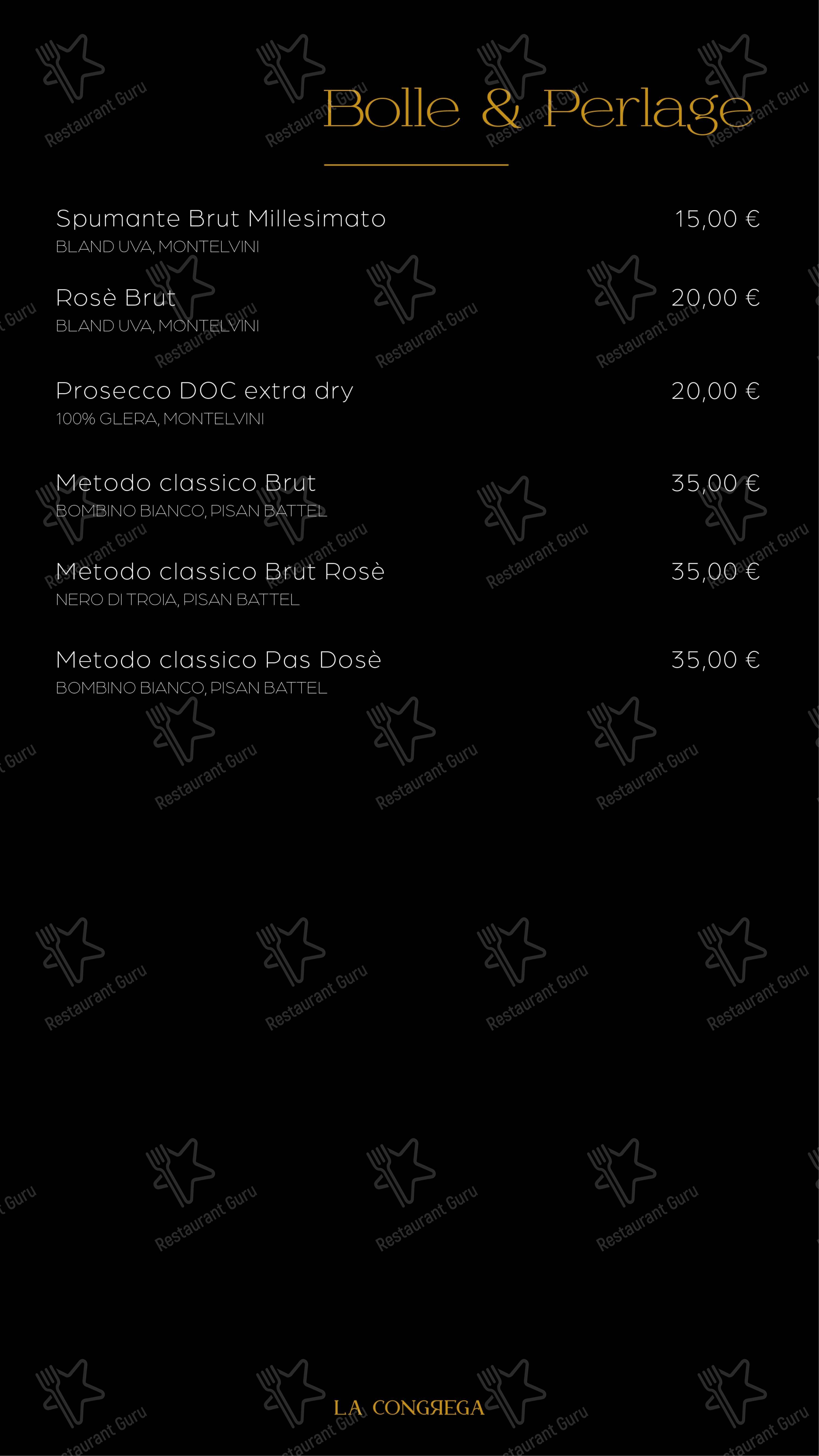 La Congrega in Modugno - Menu bar