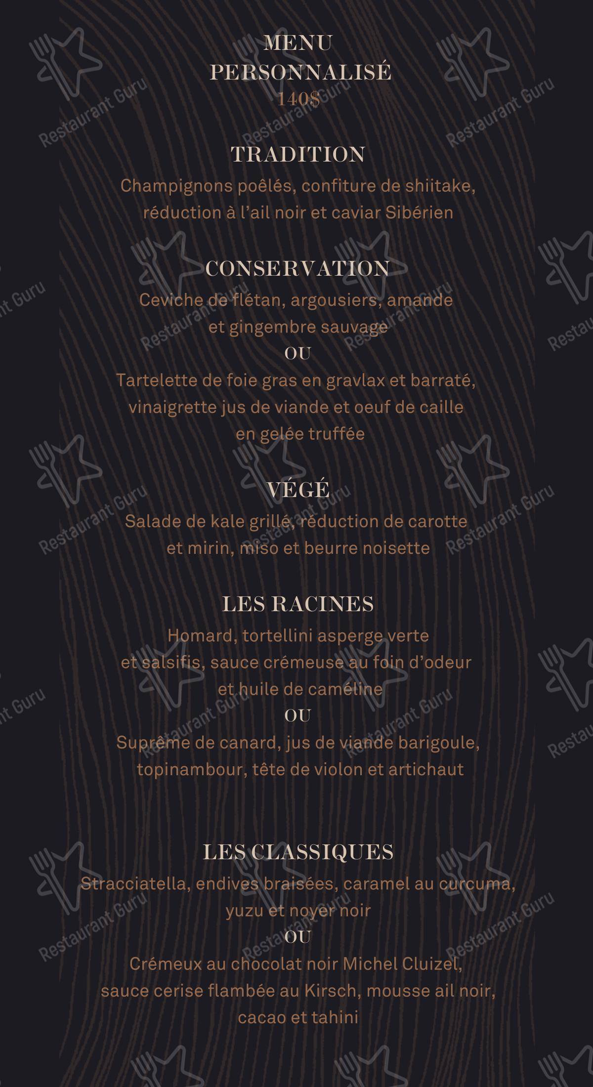 Menu bar pour Laurie Raphaël dans Québec