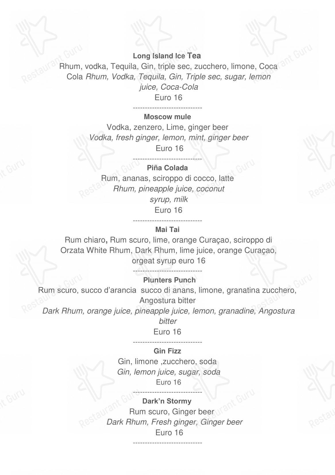 Menu di Le Maschere - Menu
