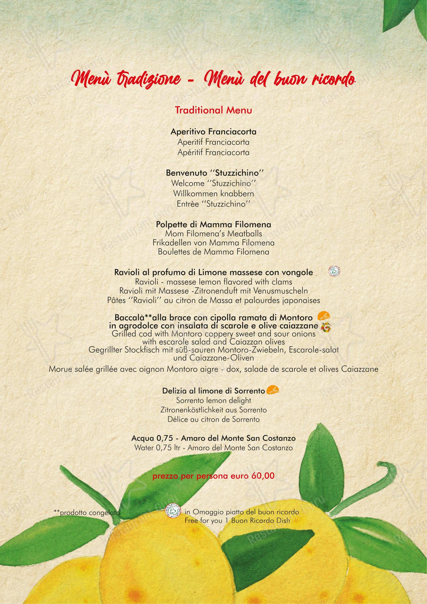 Menu per Lo Stuzzichino in Massa Lubrense