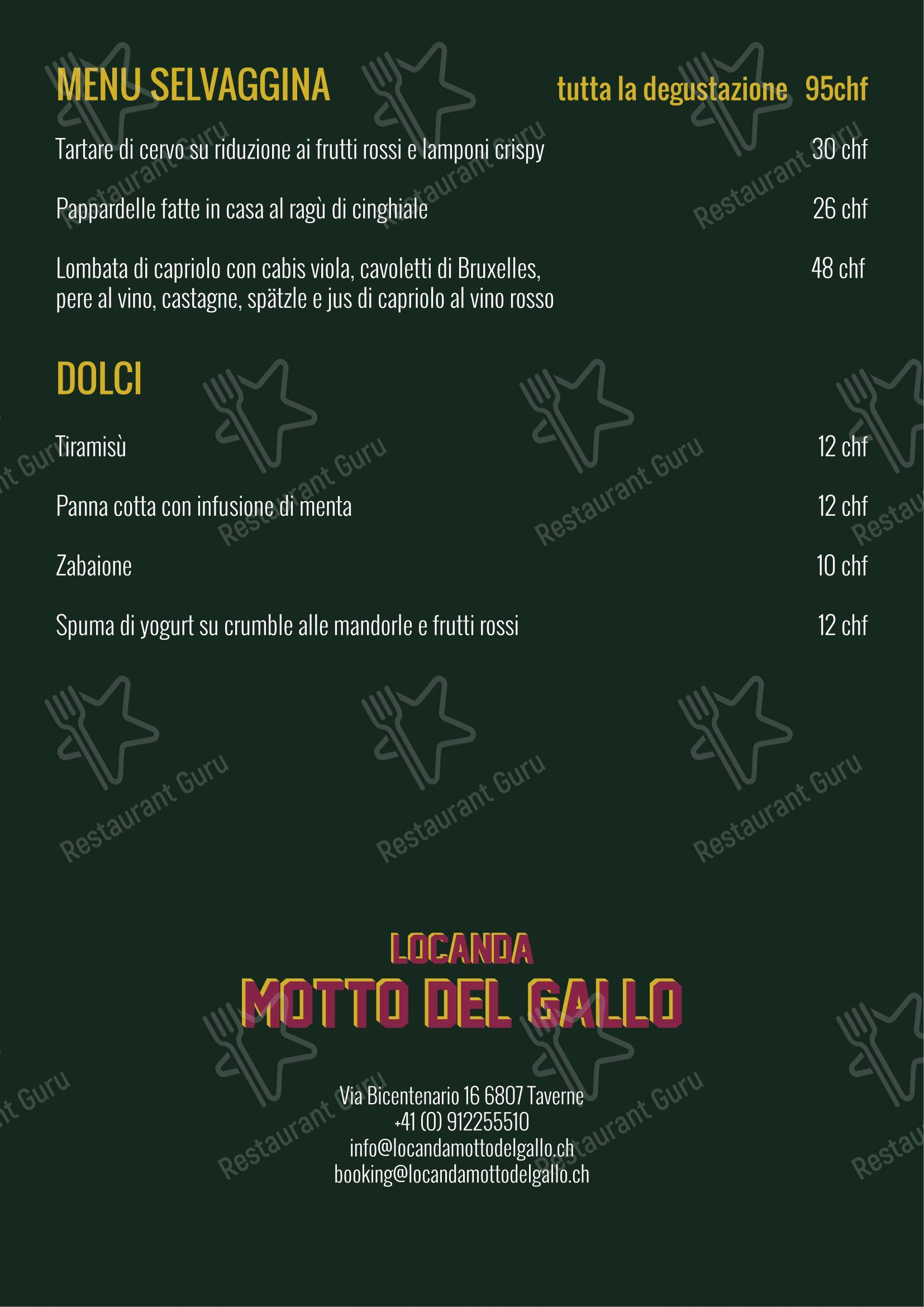 Menu di Locanda Motto del Gallo - Menu