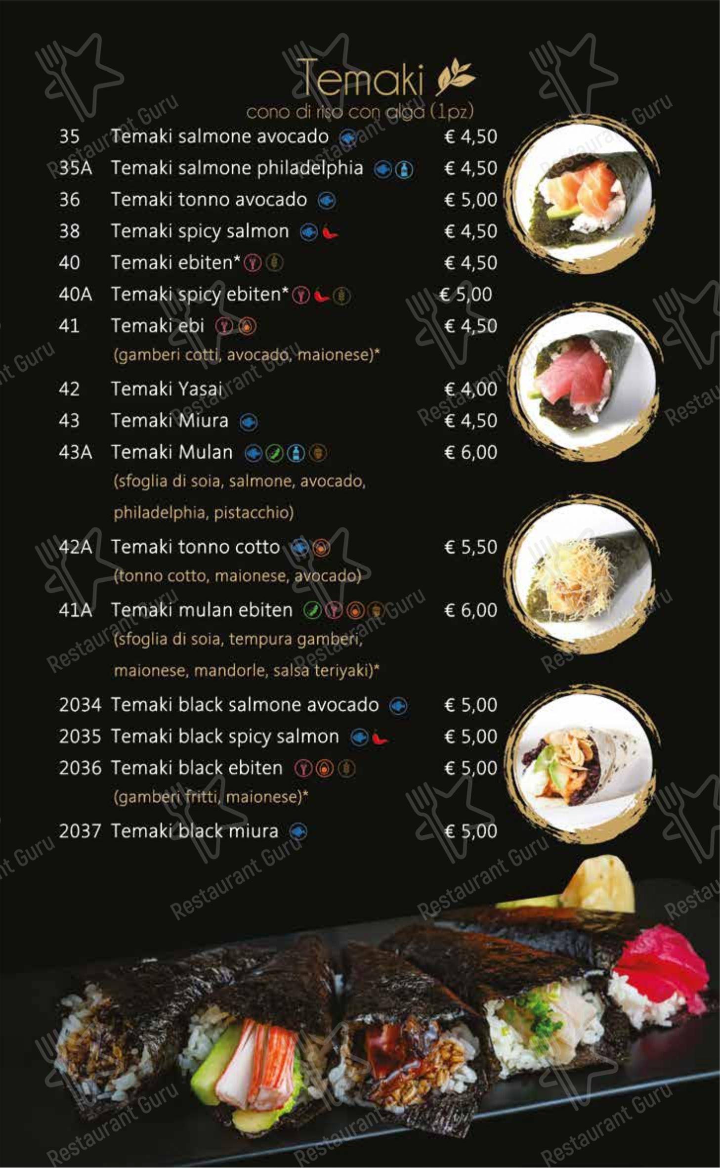 Menu per Mulan sushi ristorante
