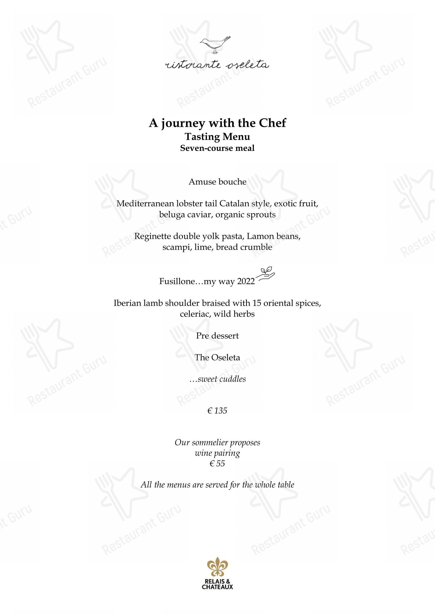 Ristorante Oseleta in Cavaion Veronese - Menu bar