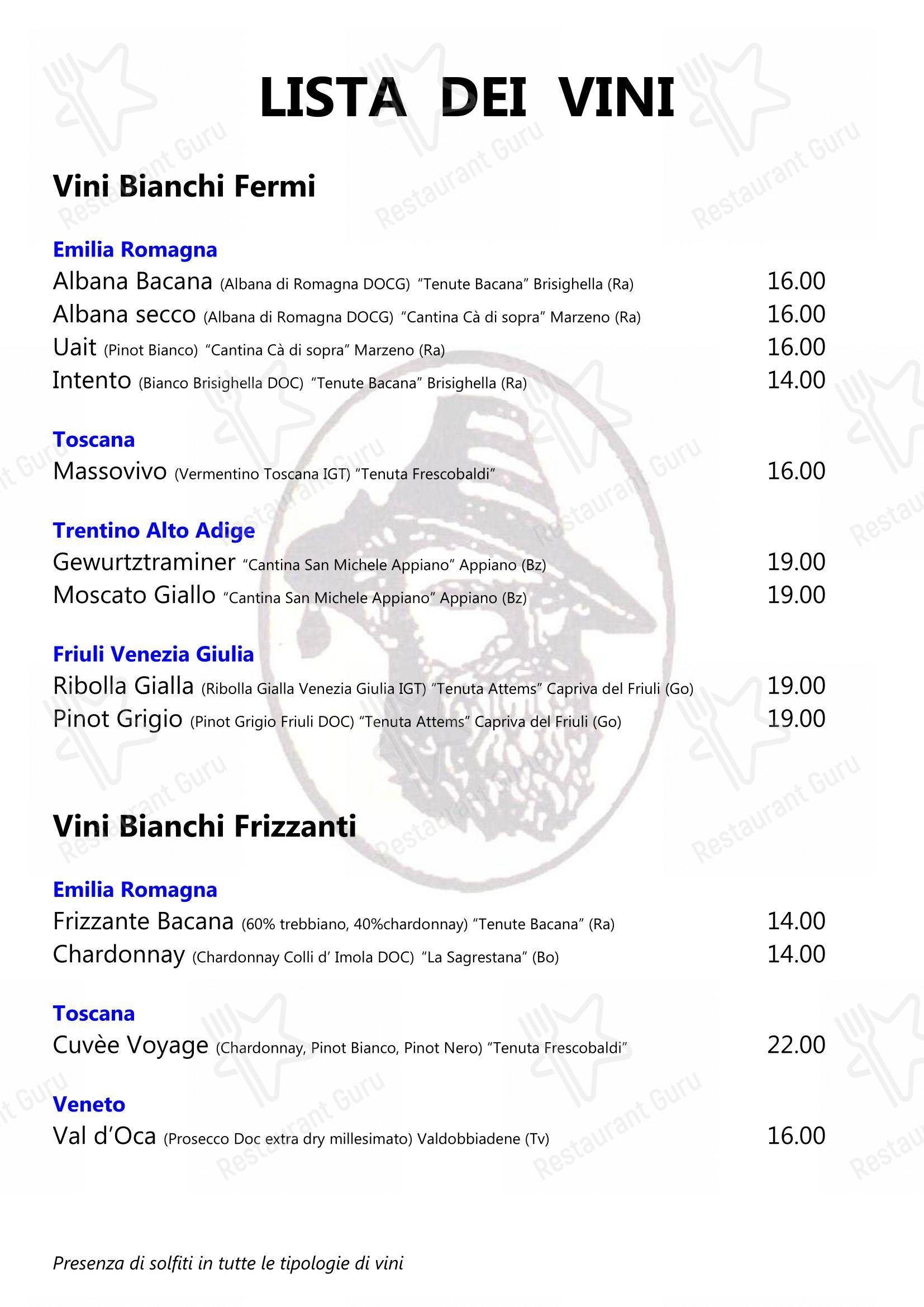 Menu bar per Pizzeria Ristorante Il Passatore ristorante