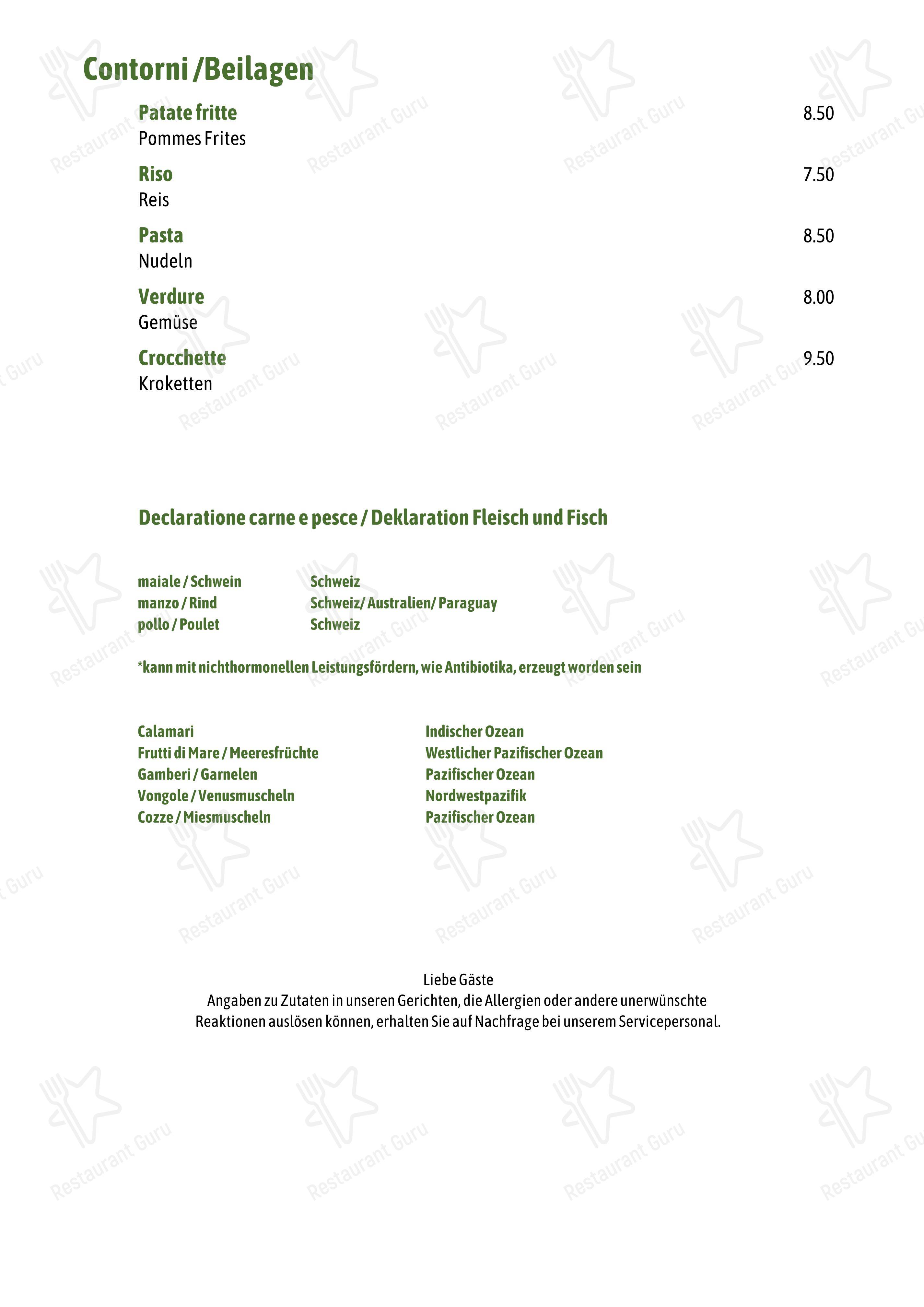 Menu di Pizzeria Trattoria Mammarosa - Menu bar
