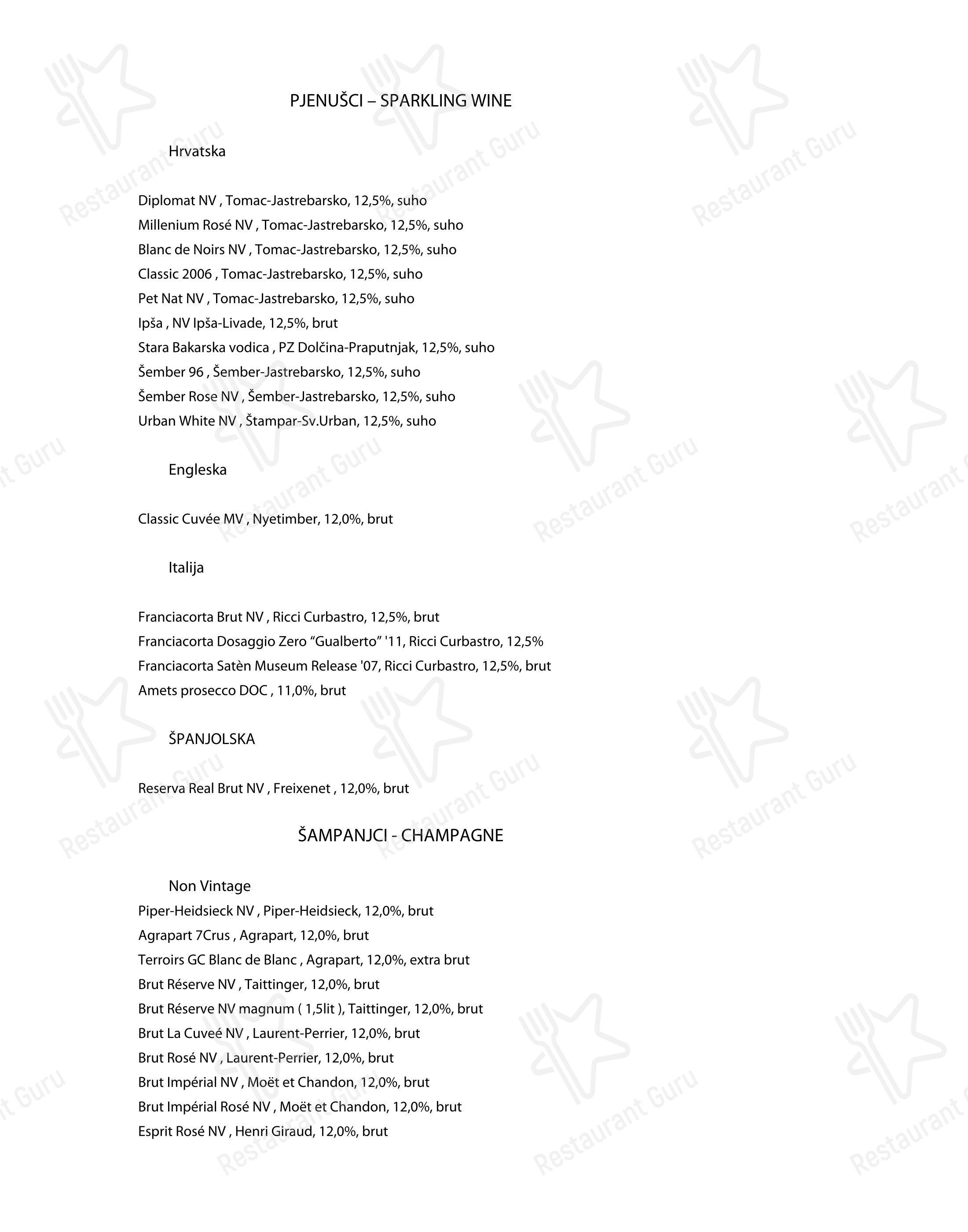 Plavi podrum in Abbazia - Menu