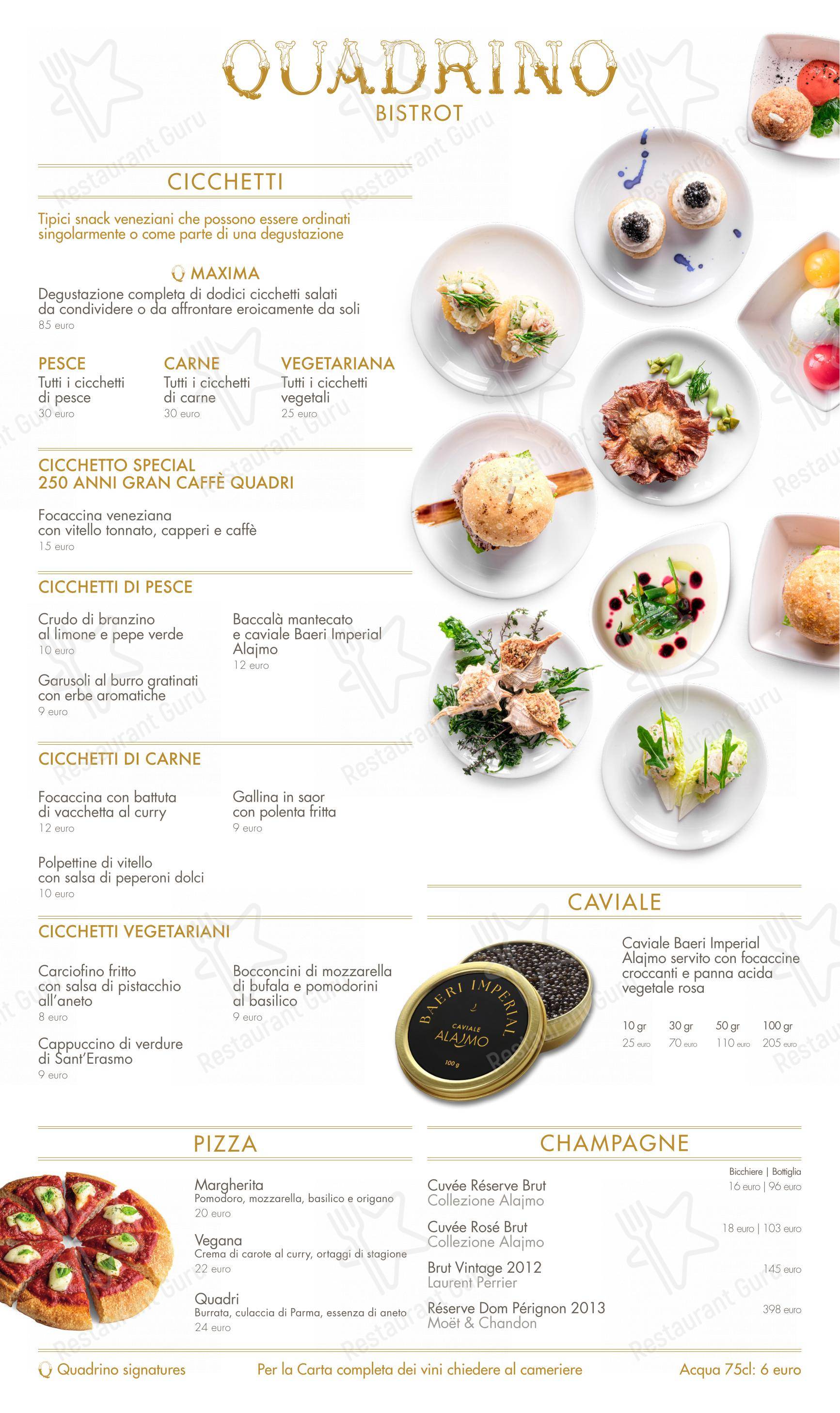 Основное меню per Quadrino bistro ristorante