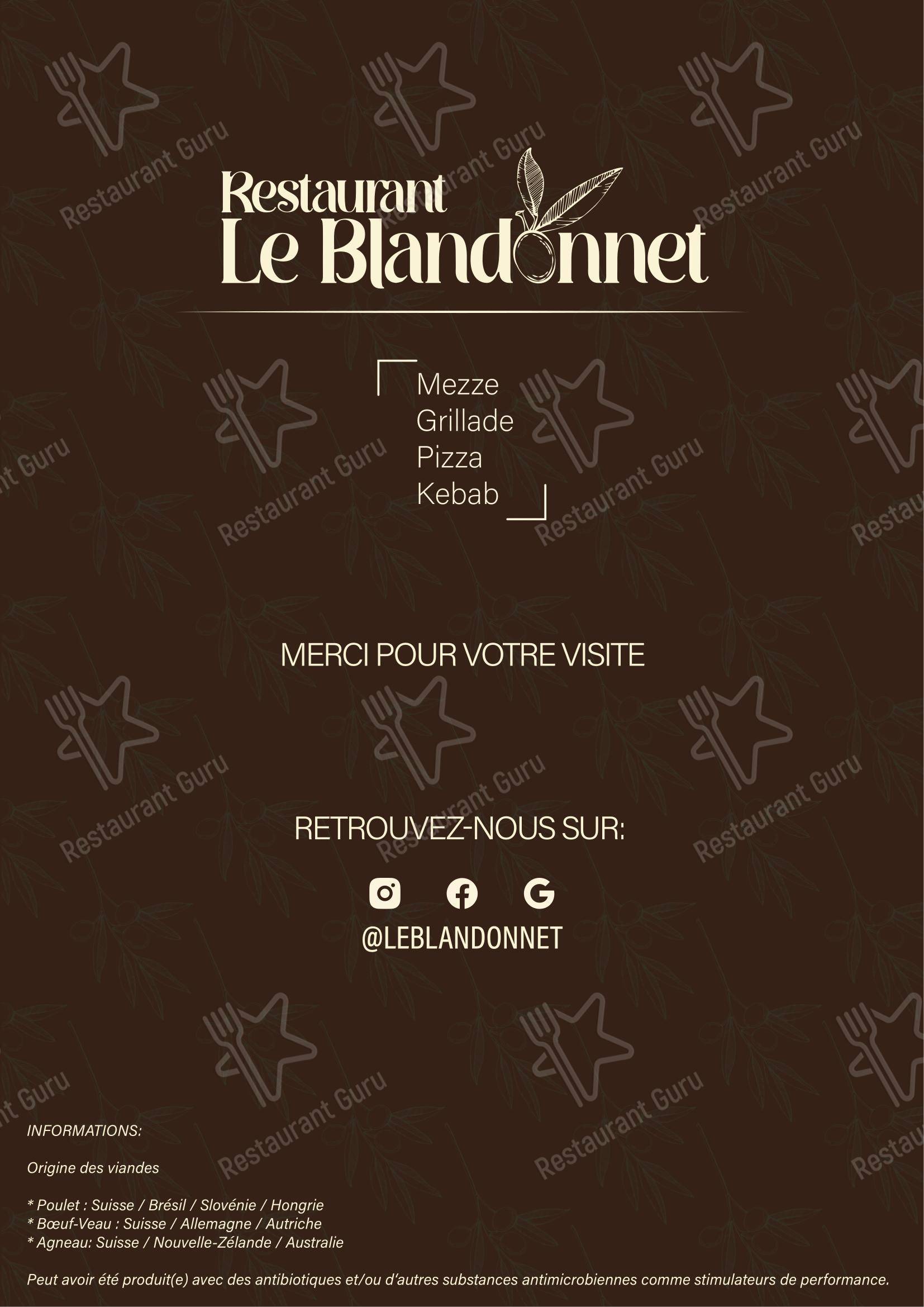 Restaurant Le Blandonnet in Ginevra - Menu bar