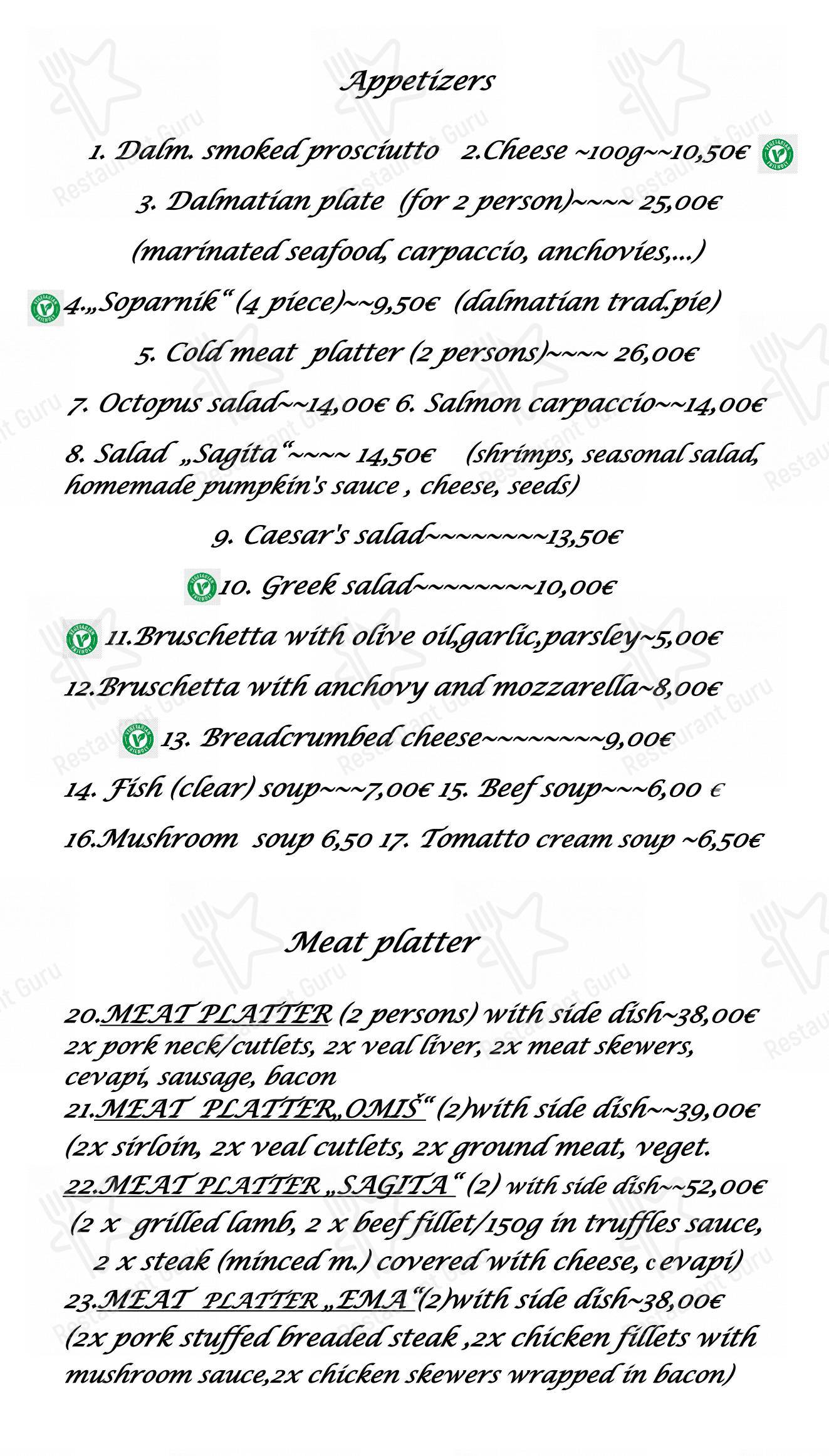 Menu pour Restaurant Sagita - 菜单