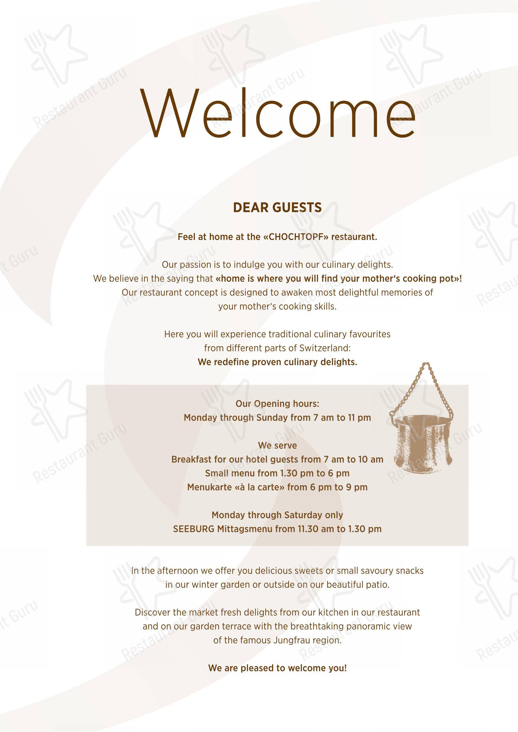 Menu per Restaurant zum CHOCHTOPF in Wilderswil