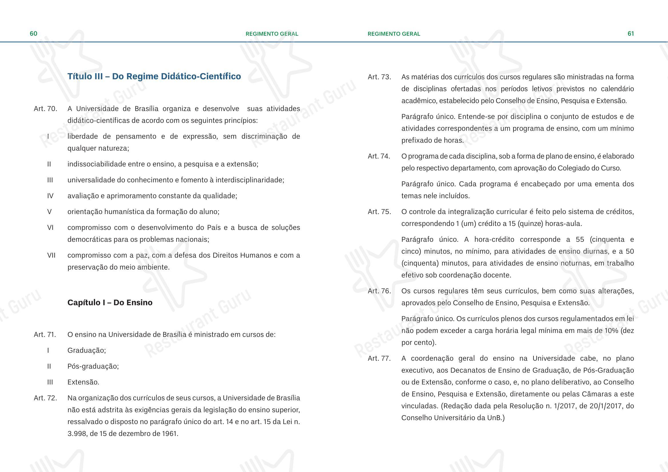 Коктейльная карта para Restaurante Universitário - RU ISM GOMES DE MATTOS em Brasília