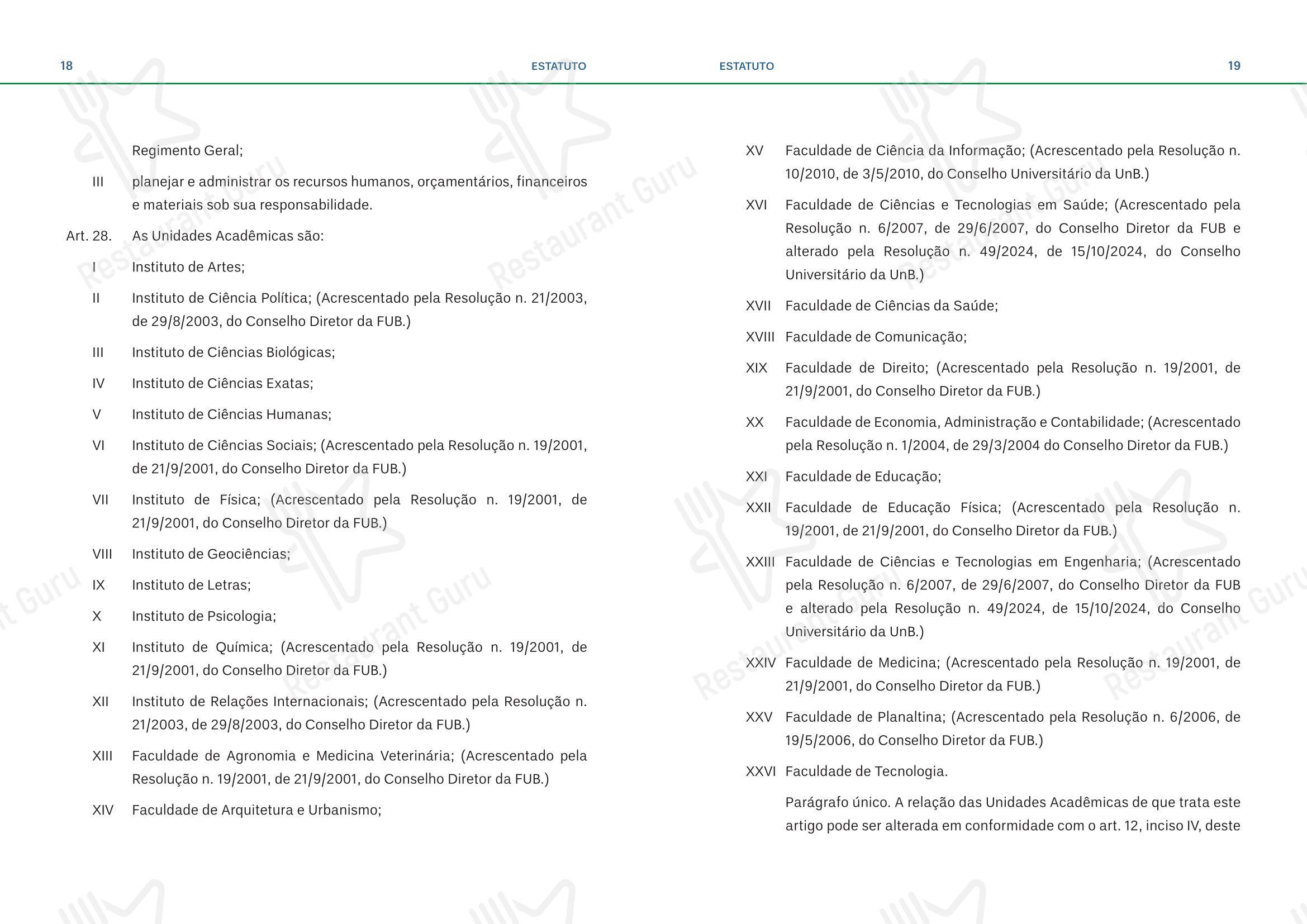 Restaurante Universitário - RU ISM GOMES DE MATTOS em Brasília - Коктейльная карта