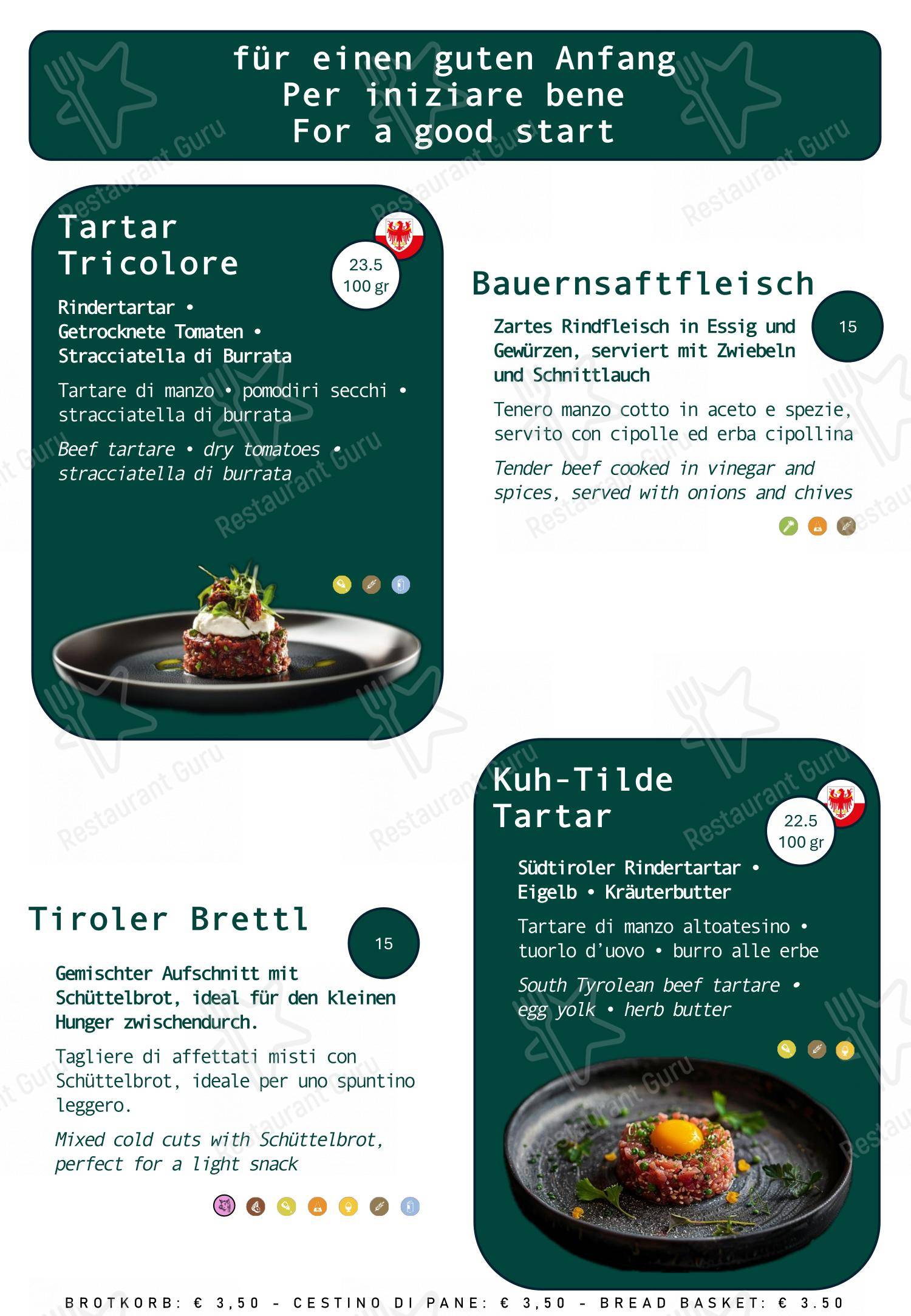 Menu di Ristorante Cafè Flora Alpin Roof - Menu