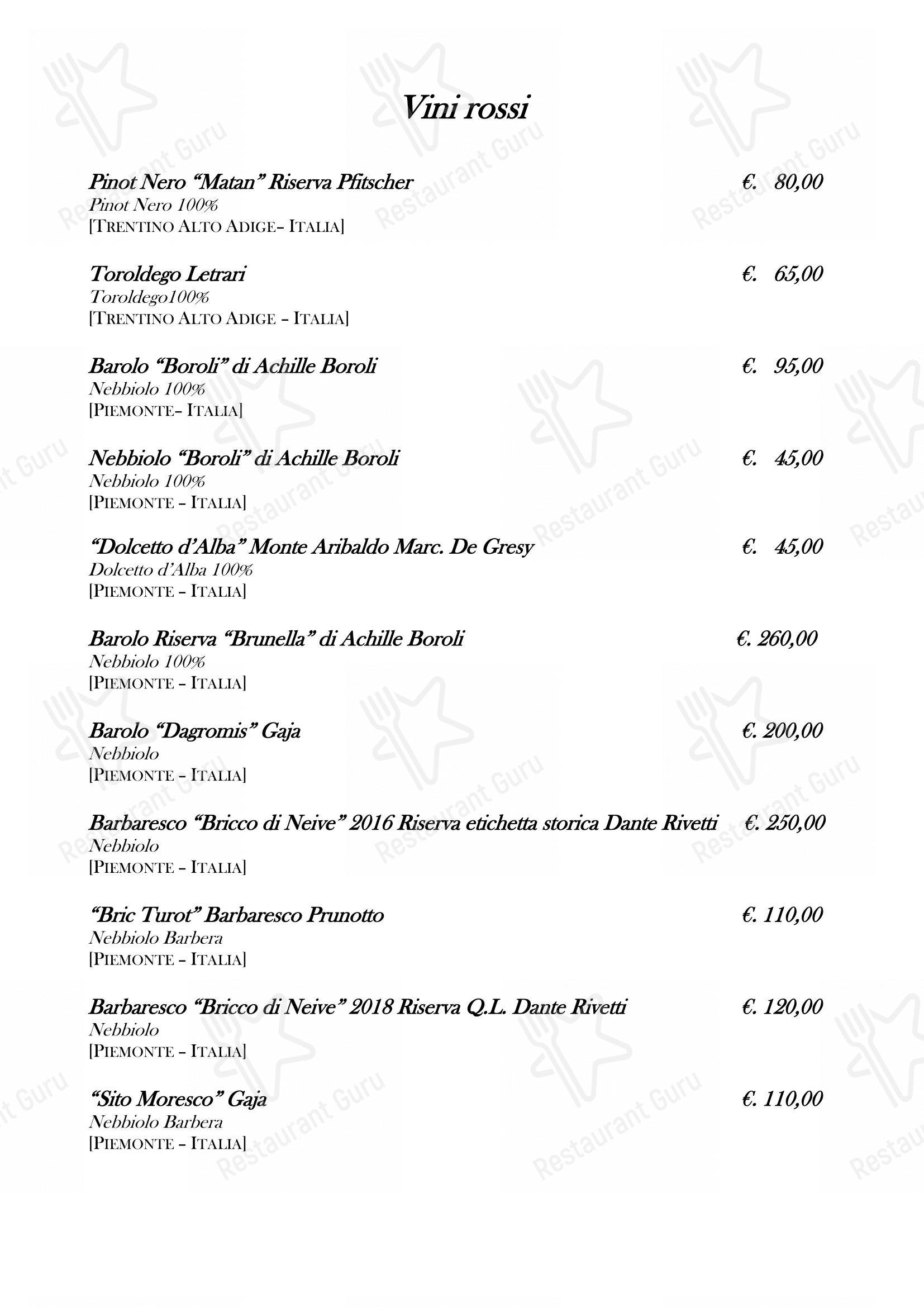 Menu bar per Ristorante Fortunato al Pantheon in Roma