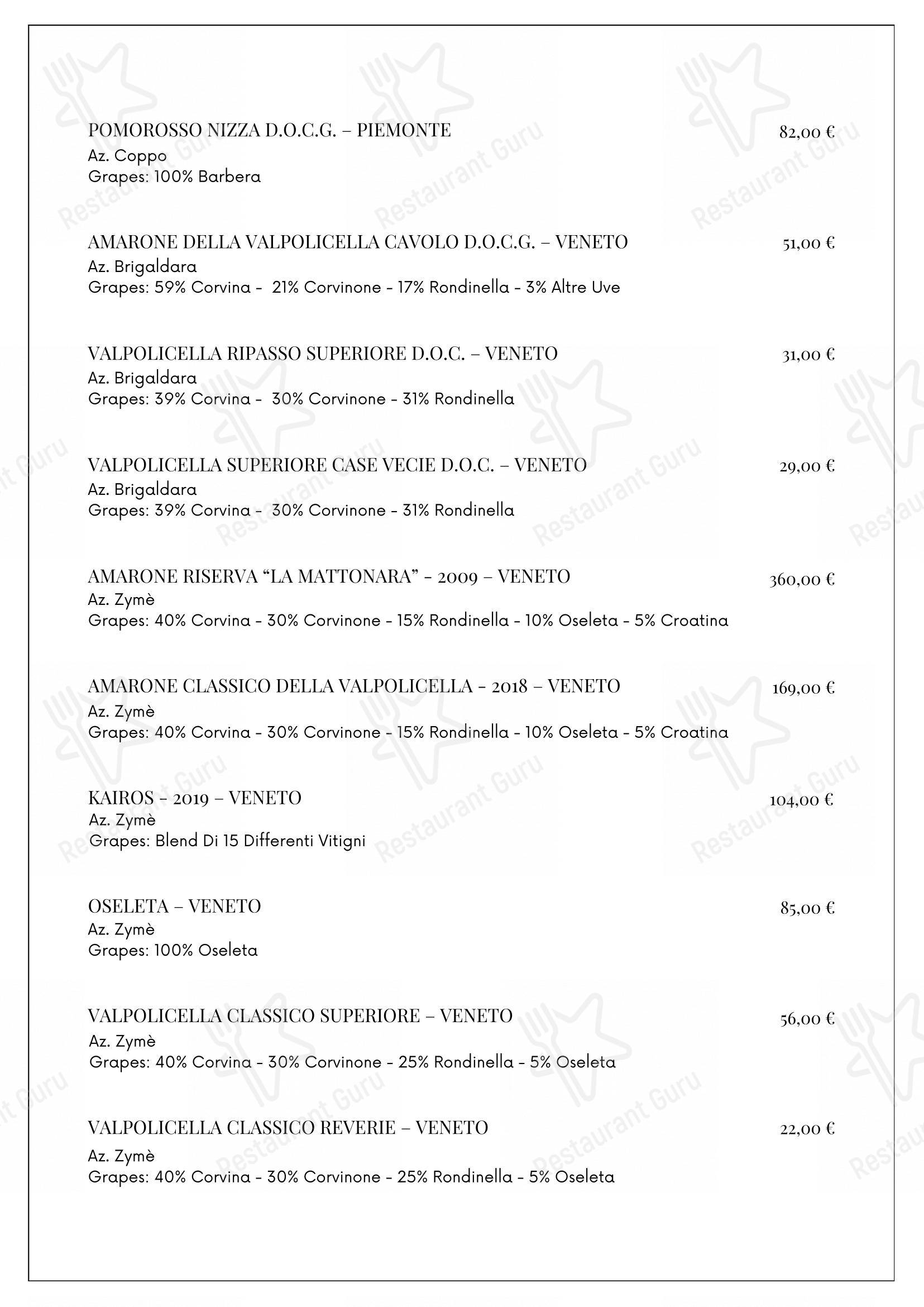 Menu di Ristorante Il Castello - Коктейльная карта