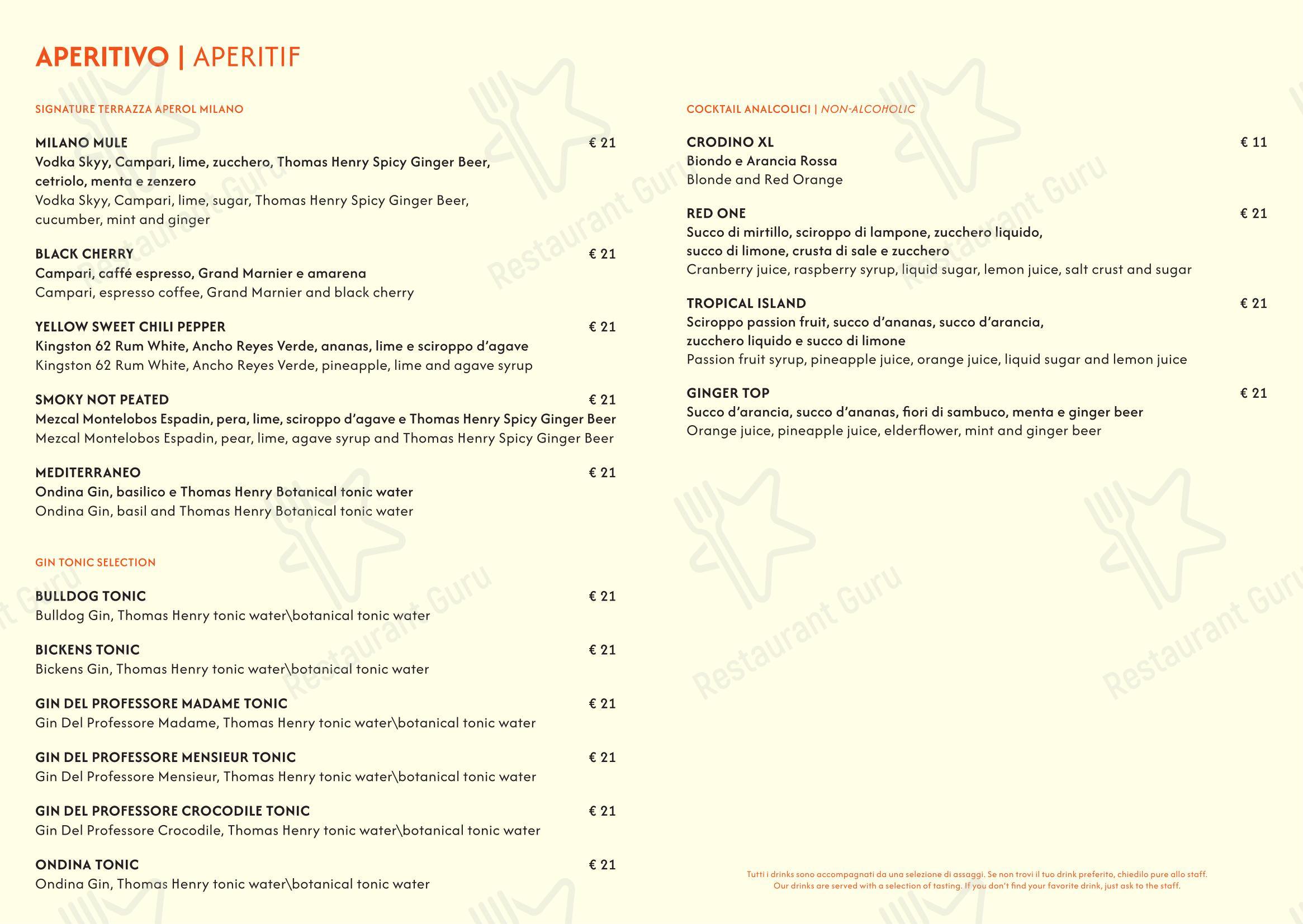 Menu per Caffè Aperol in Milano