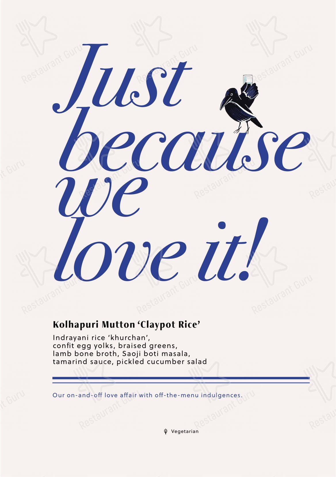 The Bombay Canteen - Menu bar