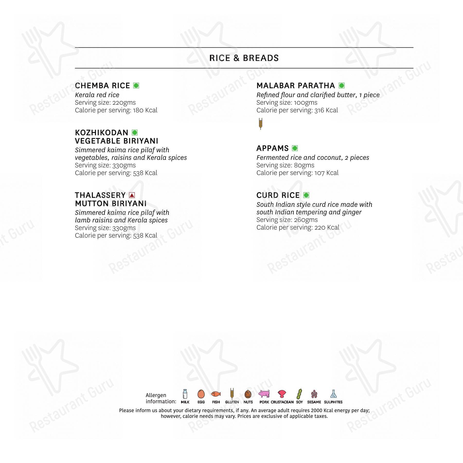 The Café at The Club in Thiruvananthapuram - Menu