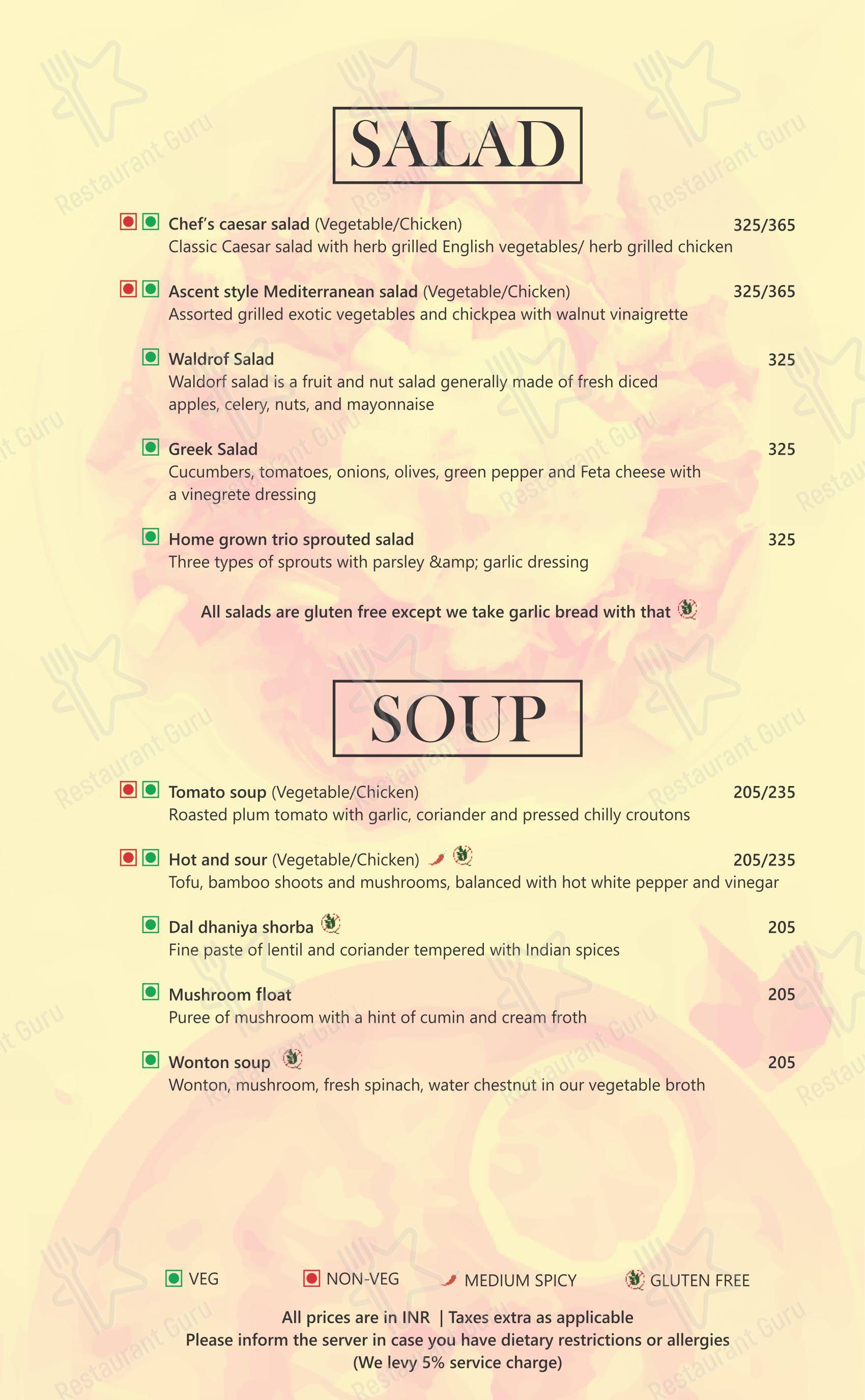 Menu bar for The Culinary Court in Noida